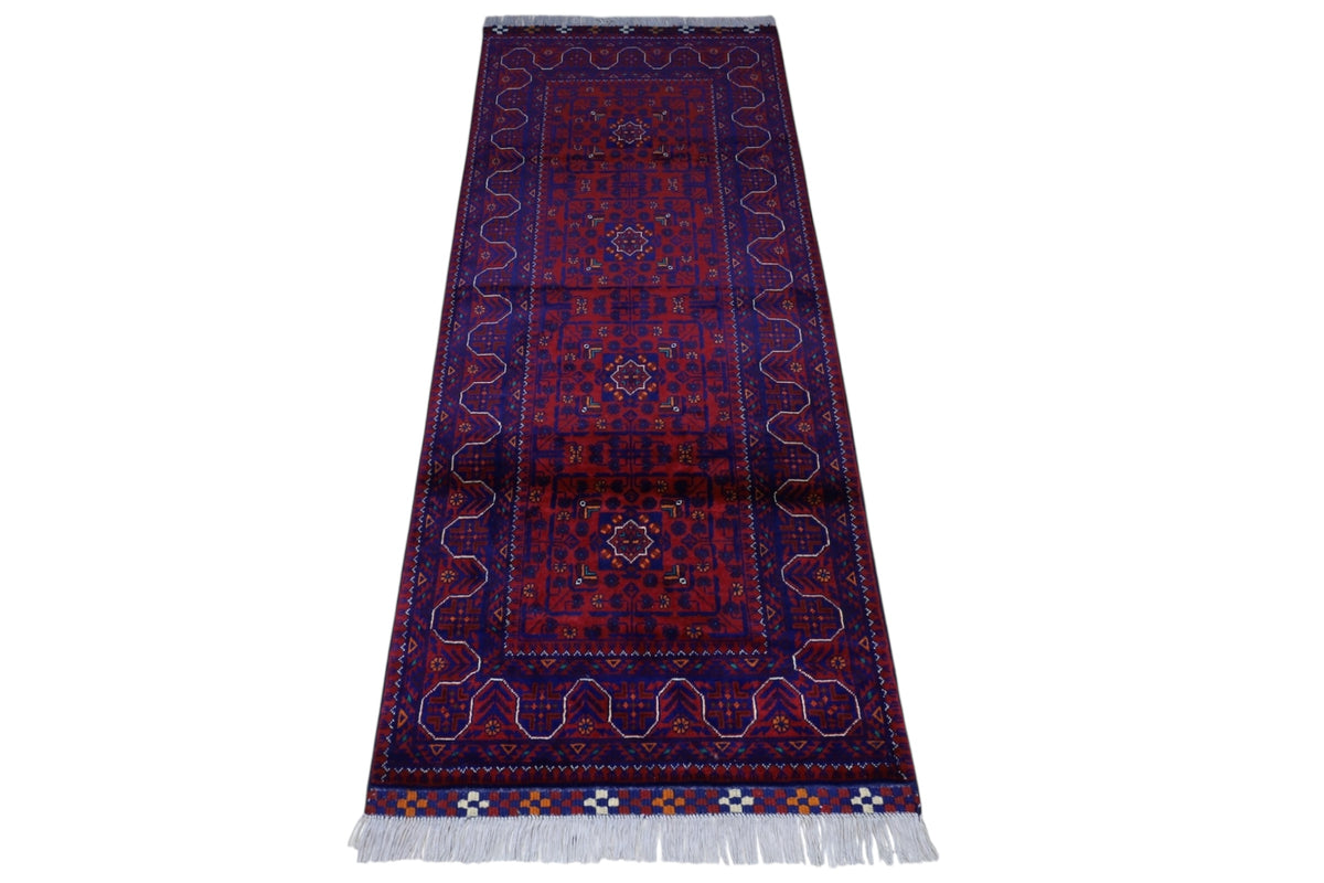 Afghani Runner runner size range tribal Red Blue laid flat