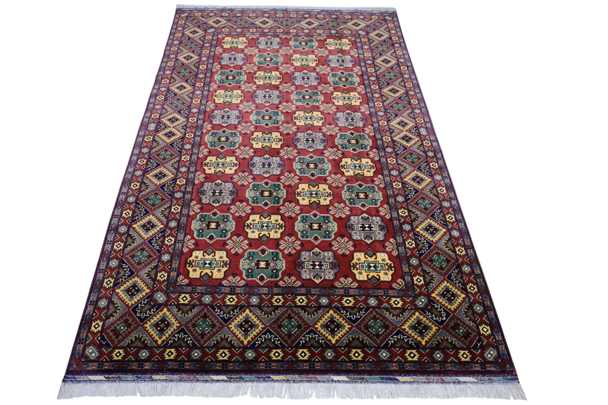 Afghan Bakhtiari Rug 6'7" x 10'1", Hand-Knotted Wool, Red & Cream, view 3