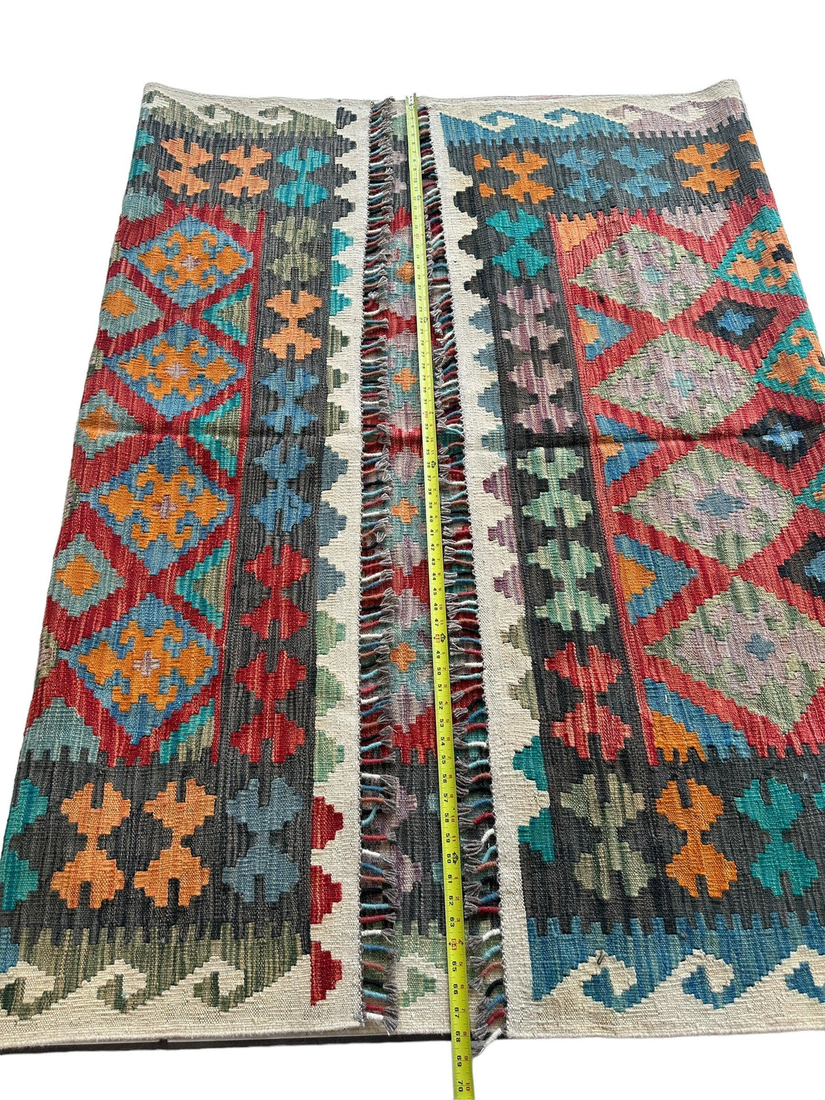 Afghan Chobi Kilim Rug 5'8" x 8', Hand-Woven, Cream, view 4