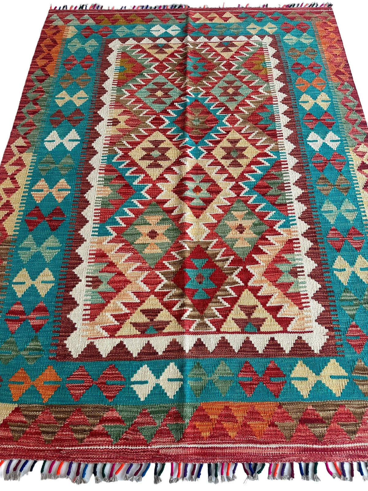 Afghan Chobi Kilim Rug 4'10" x 6'10", Hand-Woven, view 2