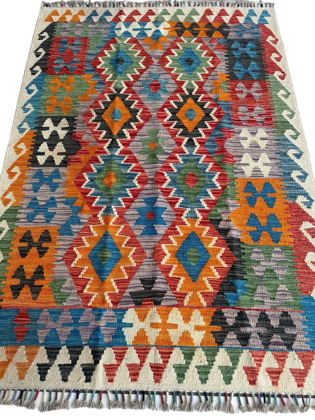 Afghan Chobi Kilim Rug 4' x 6', Hand-Woven, view 2
