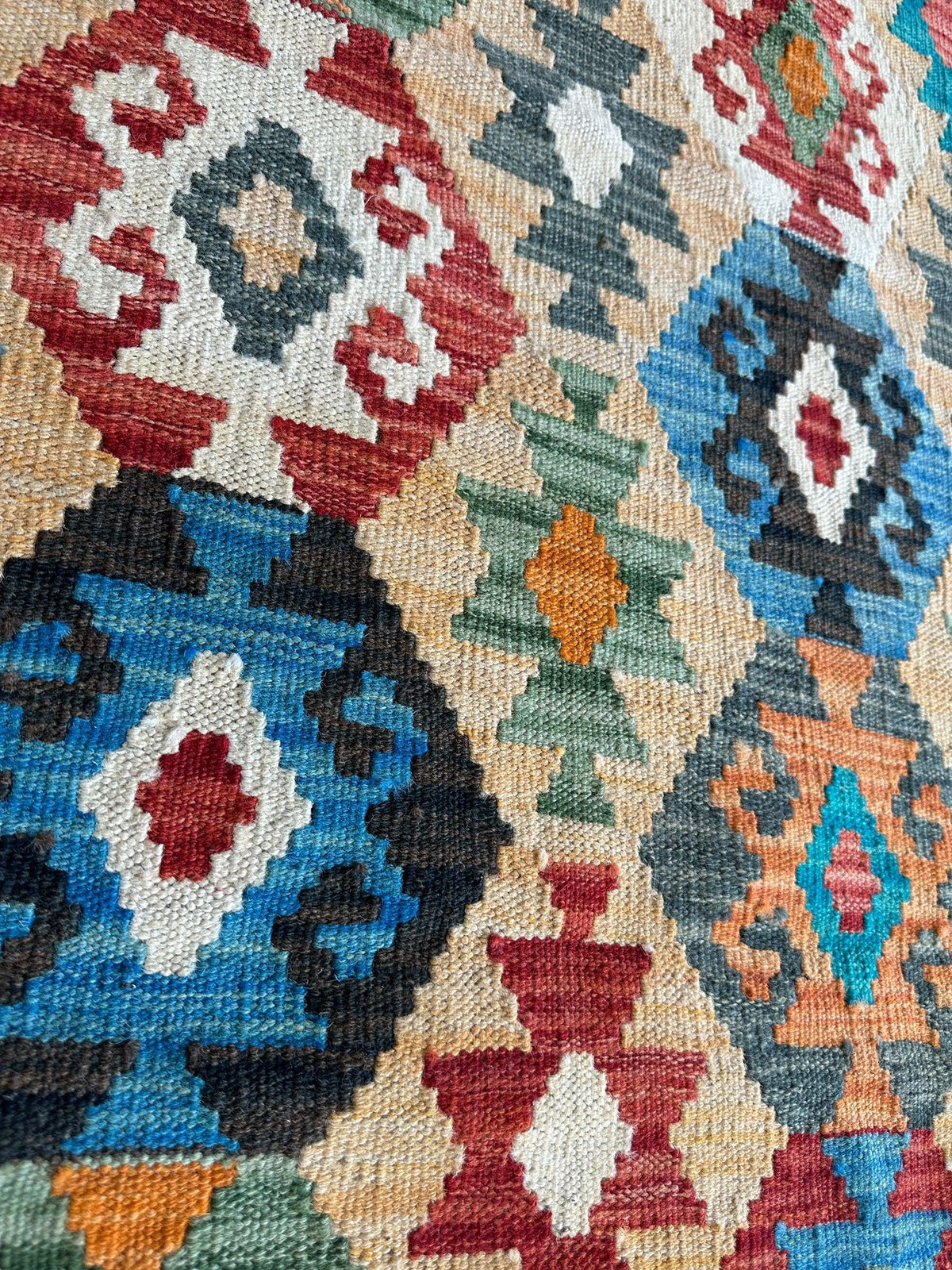Afghan Chobi Kilim Rug 3'5" x 5'1", Hand-Woven, view 4
