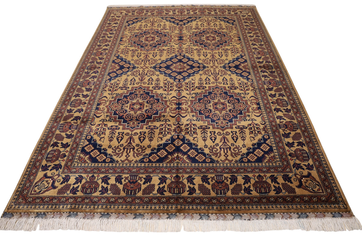 Afghan Zerkhaki Rug 5'8" x 7'8", Hand-Knotted Wool, Brown, view 3