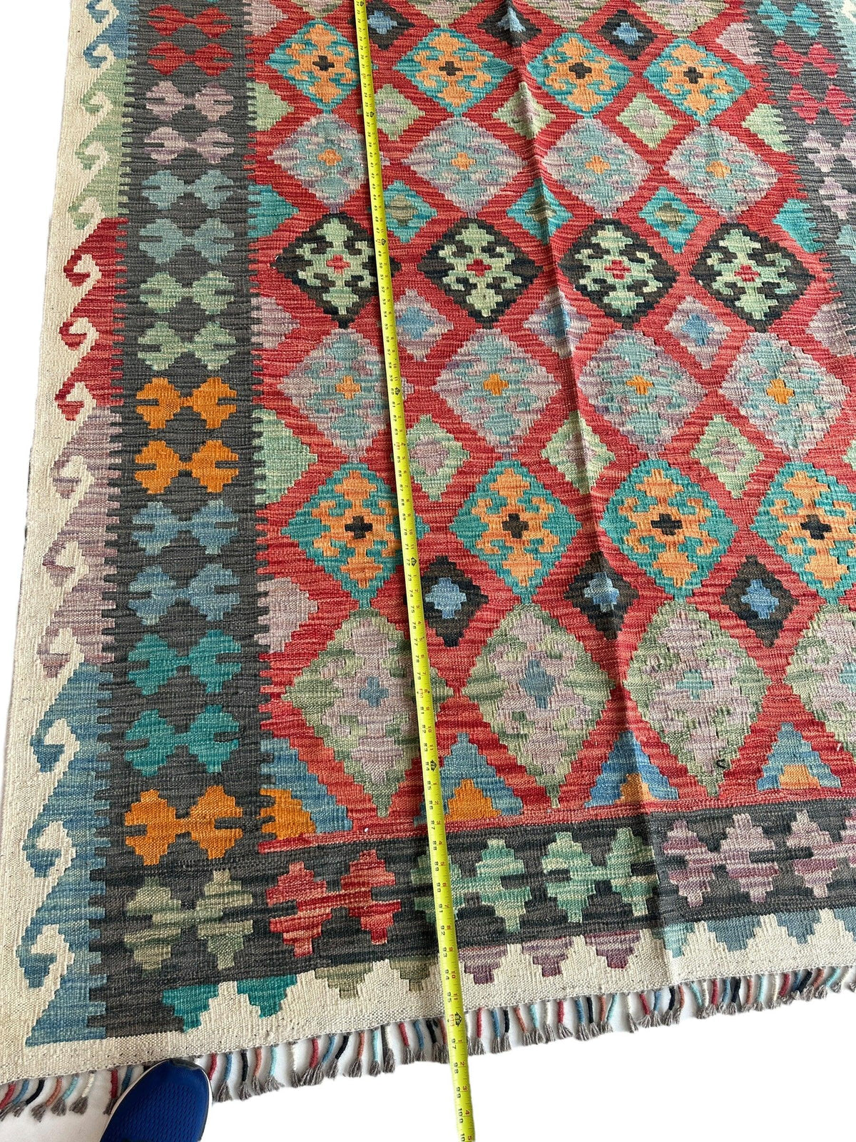 Afghan Chobi Kilim Rug 5'8" x 8', Hand-Woven, Cream, view 5