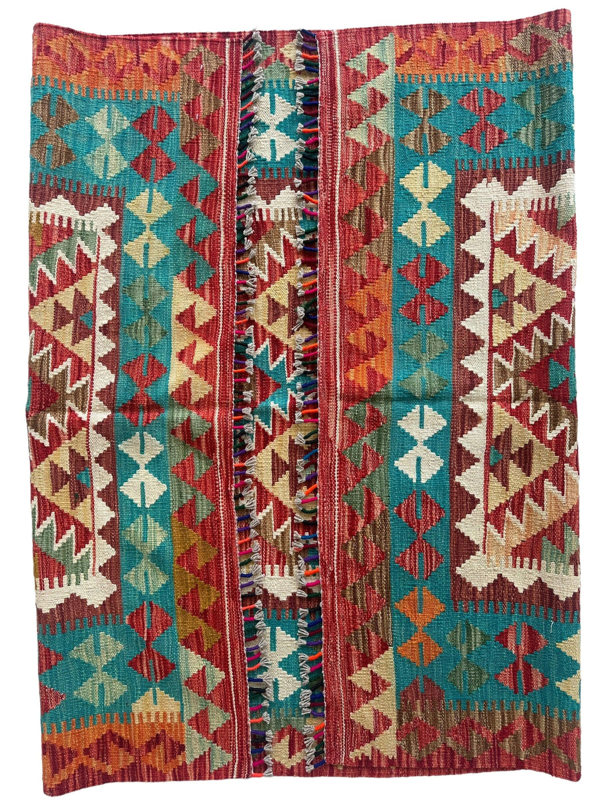 Afghan Chobi Kilim Rug 4'10" x 6'10", Hand-Woven, view 3