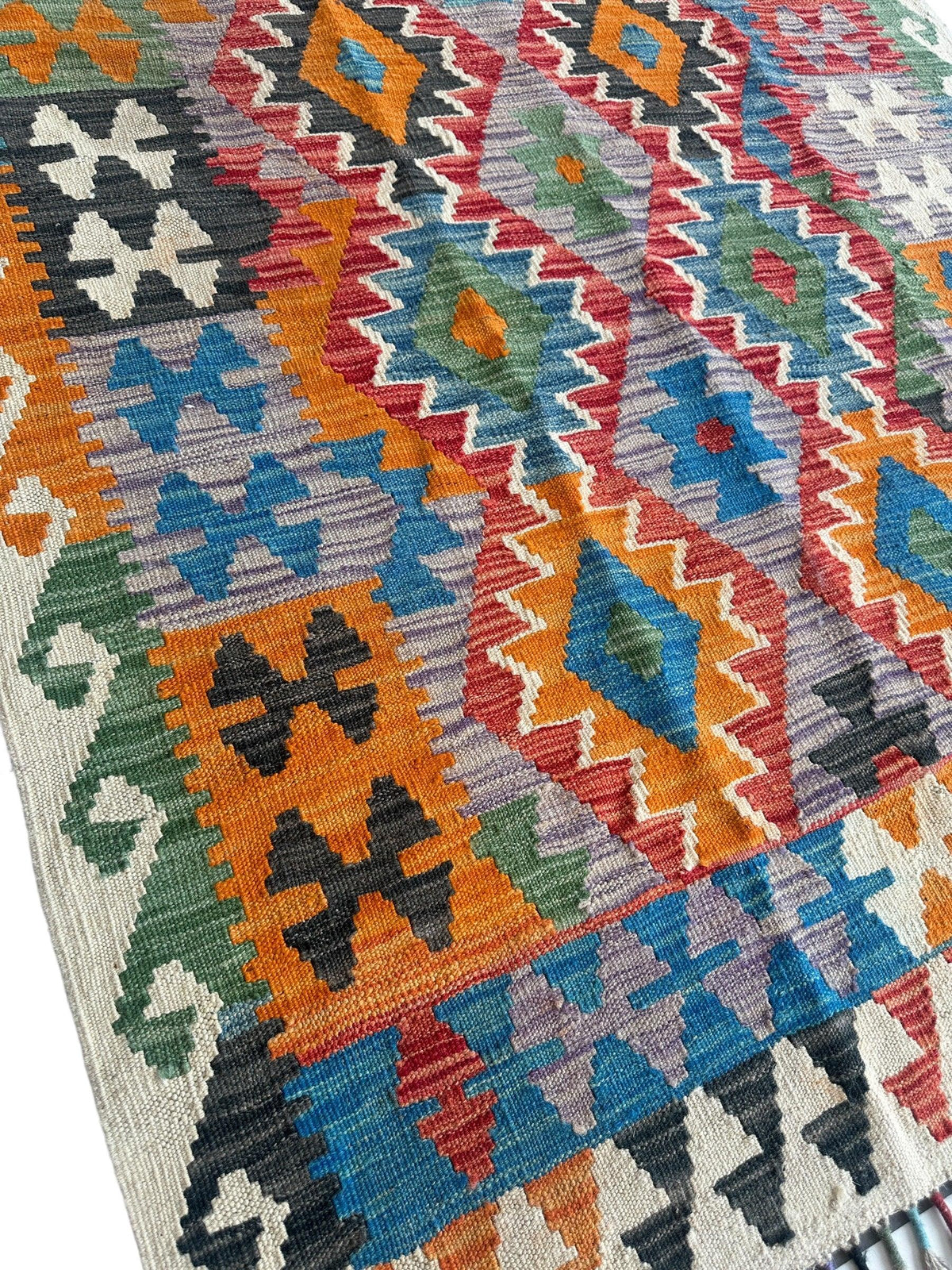Afghan Chobi Kilim Rug 4' x 6', Hand-Woven, view 3