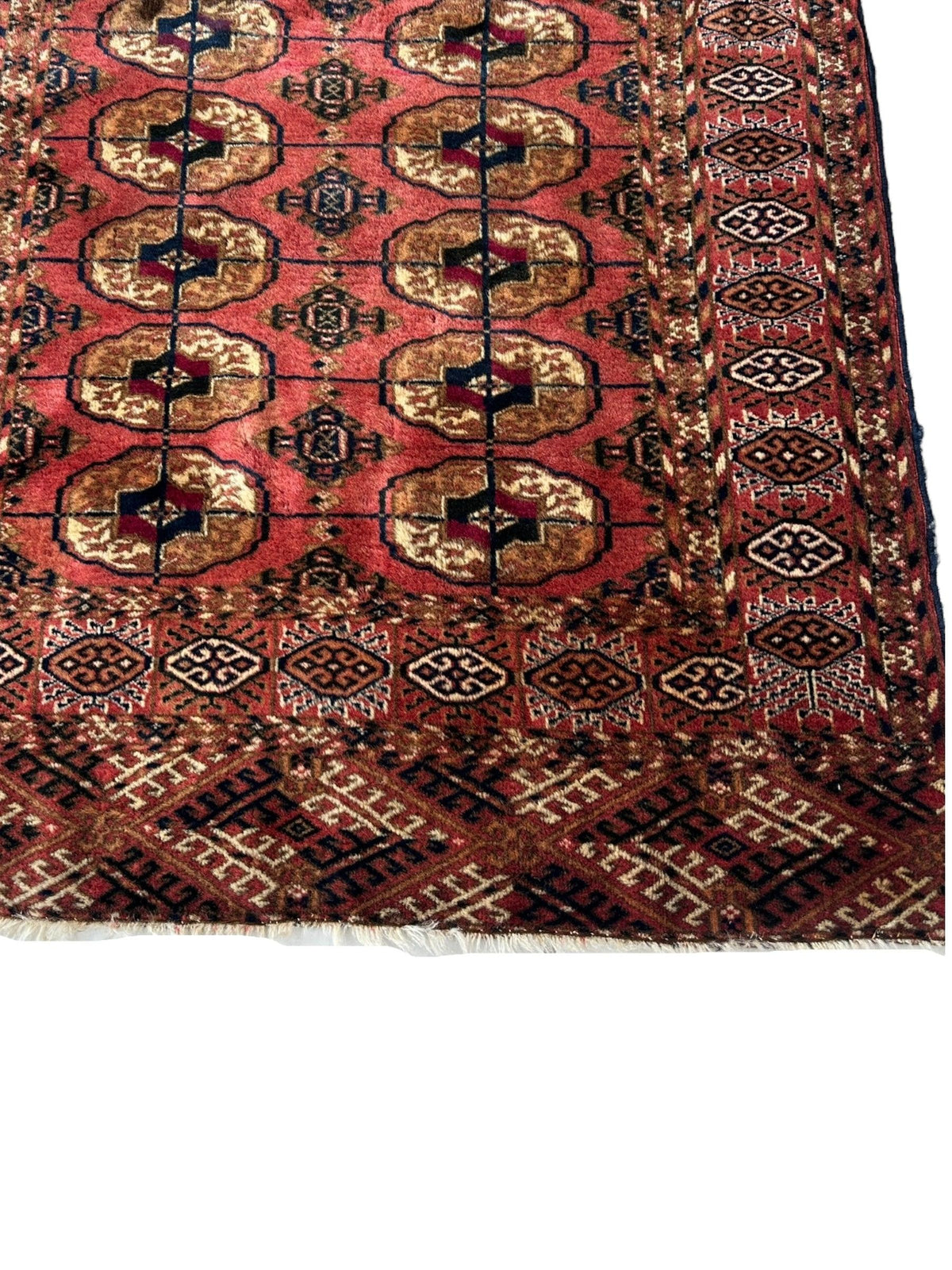 Vintage Tekke Rug 4x4, Cream & Red, view 5