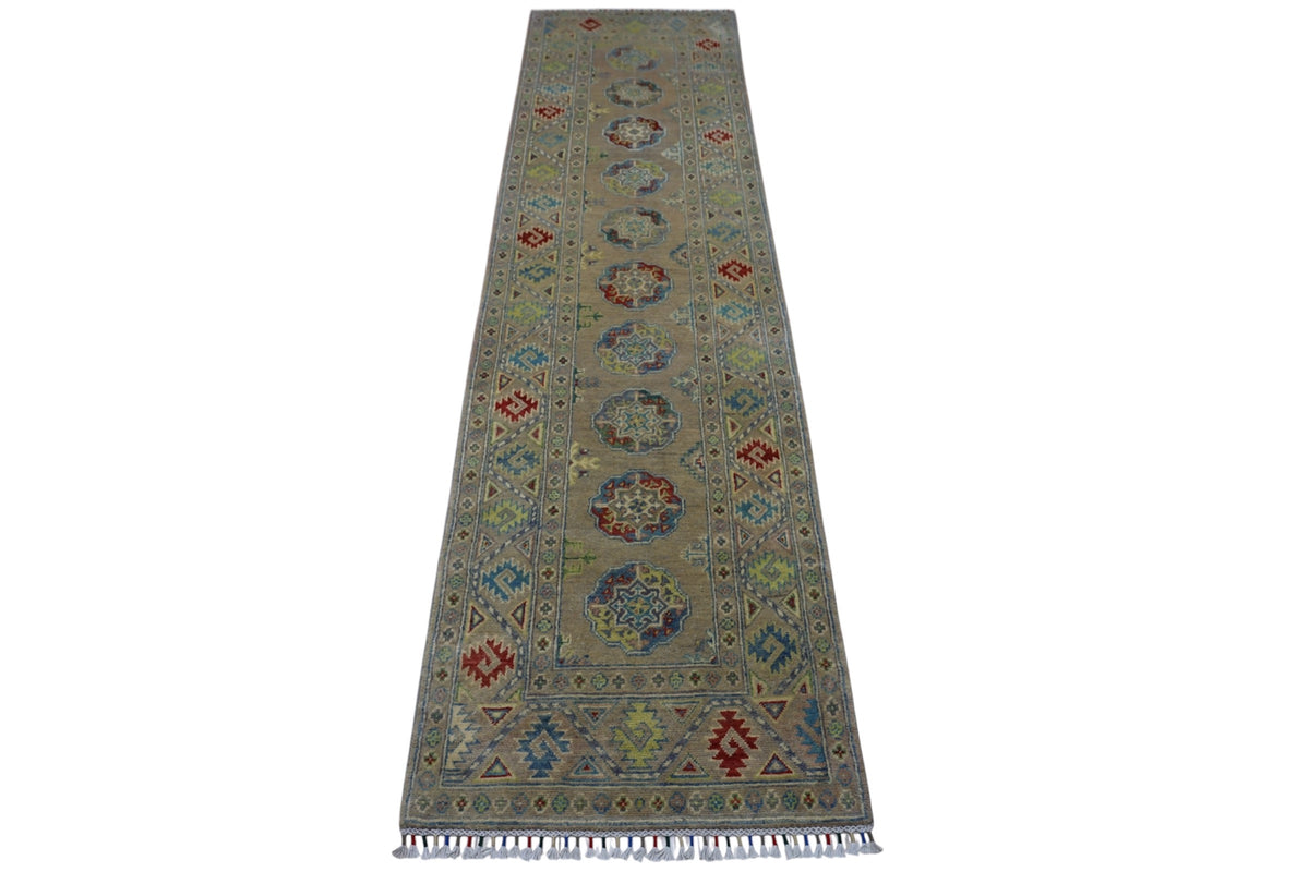 Afghan Kazak Runner 2'7" x 10', Hand-Knotted Wool, view 2