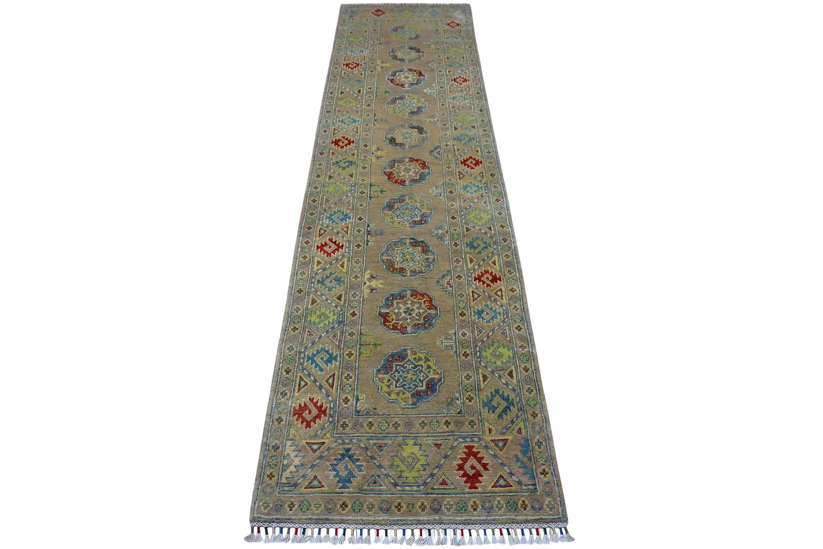 Afghan Kazak Runner 2'7" x 10', Hand-Knotted Wool, view 3