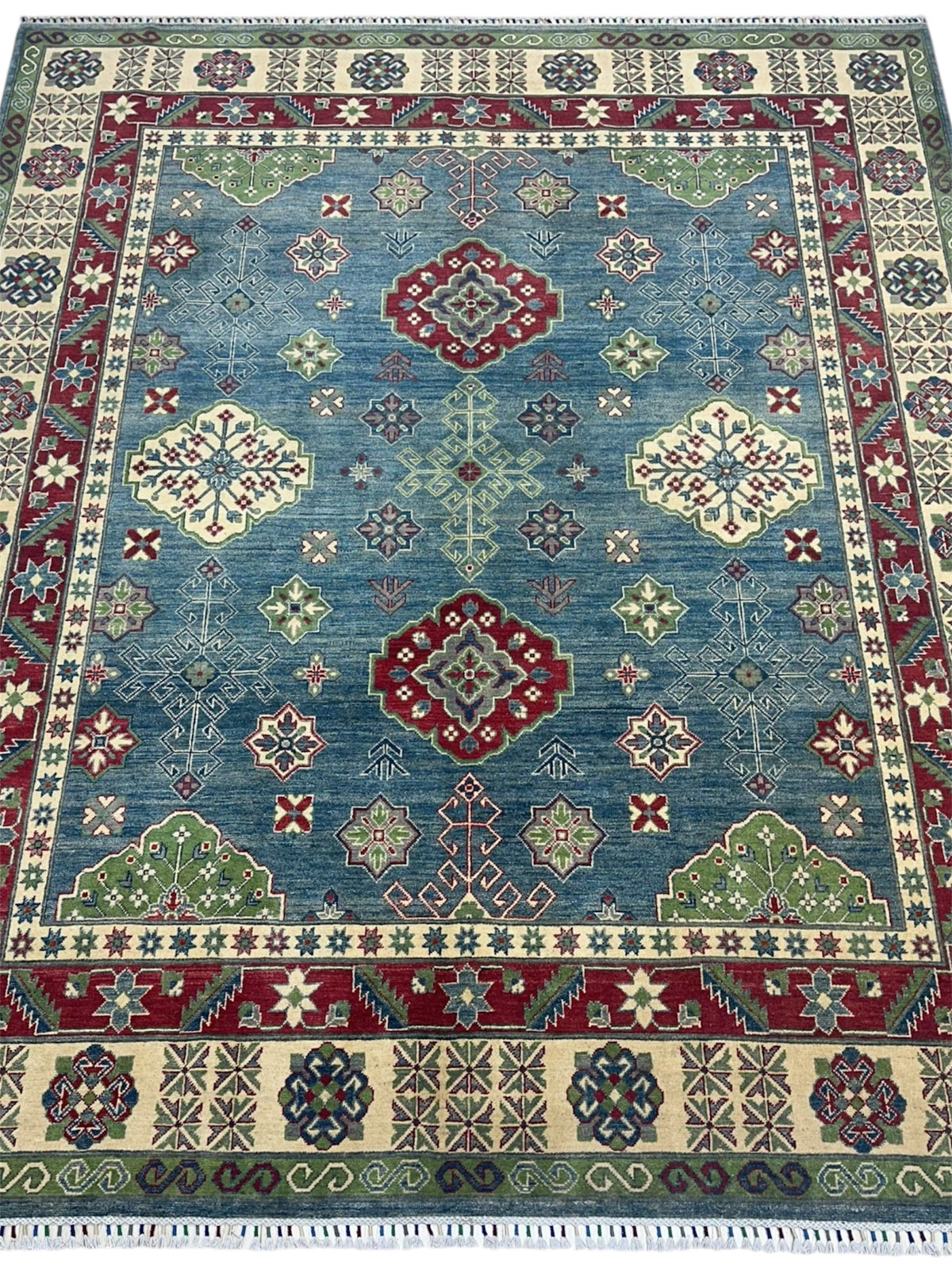 Hand-Knotted Afghani Kazak Wool Rug – 8’1” x 9’10”, view 2