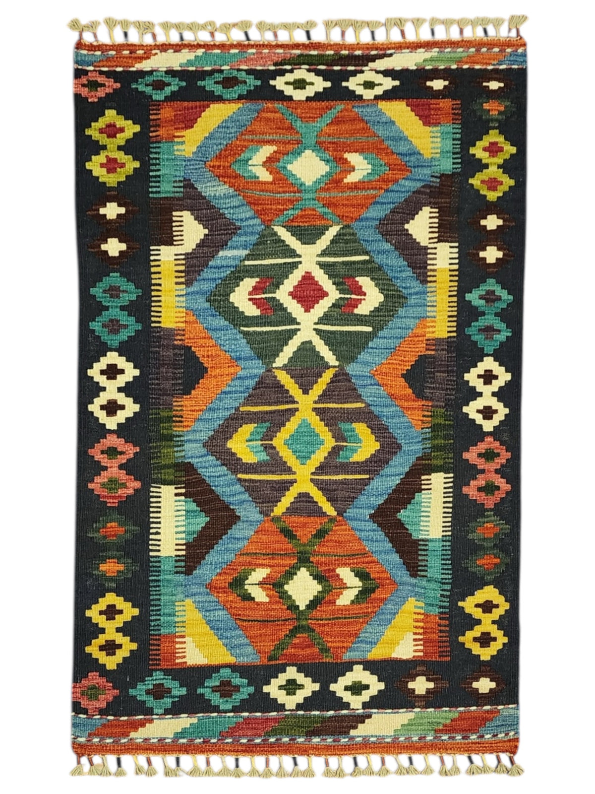 Afghan Kilim Rug 2'9" x 4'5", Hand-Woven Wool, No. 282