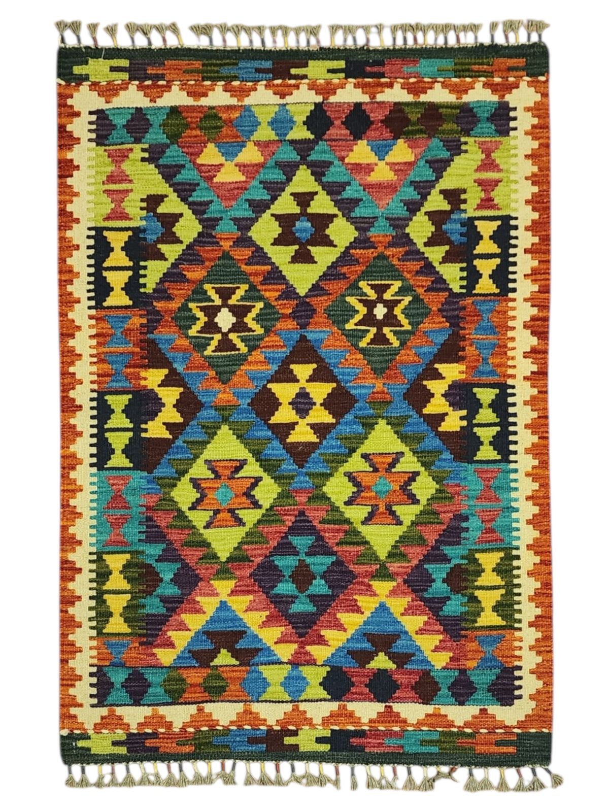 Afghan Kilim Rug 2'9" x 4', Hand-Woven Wool, No. 294