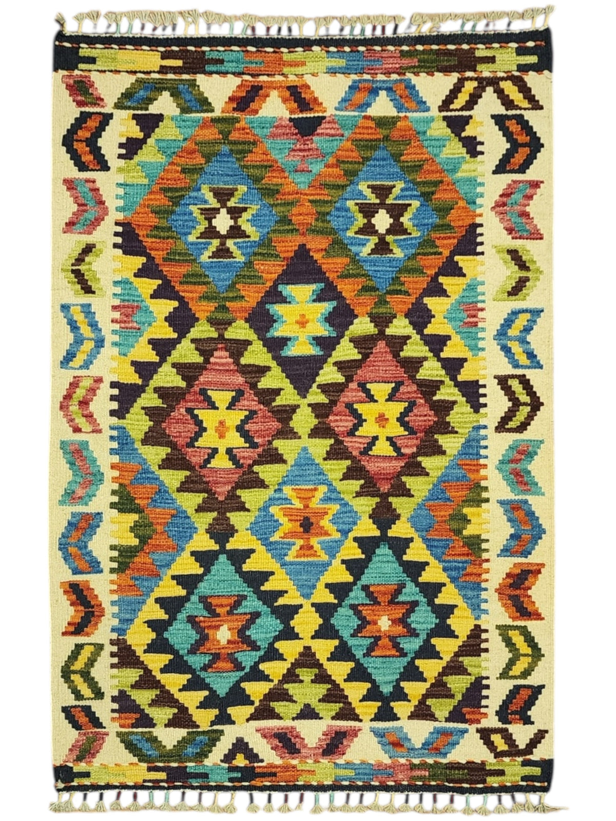 Afghan Kilim Rug 2'10" x 4'1", Hand-Woven Wool, No. 280