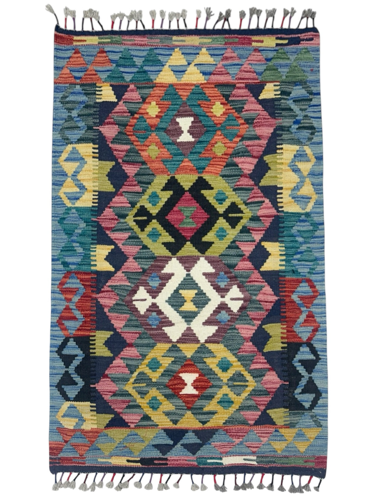 Afghan Kilim Rug 2'8" x 4'1", Hand-Woven Wool, No. 853