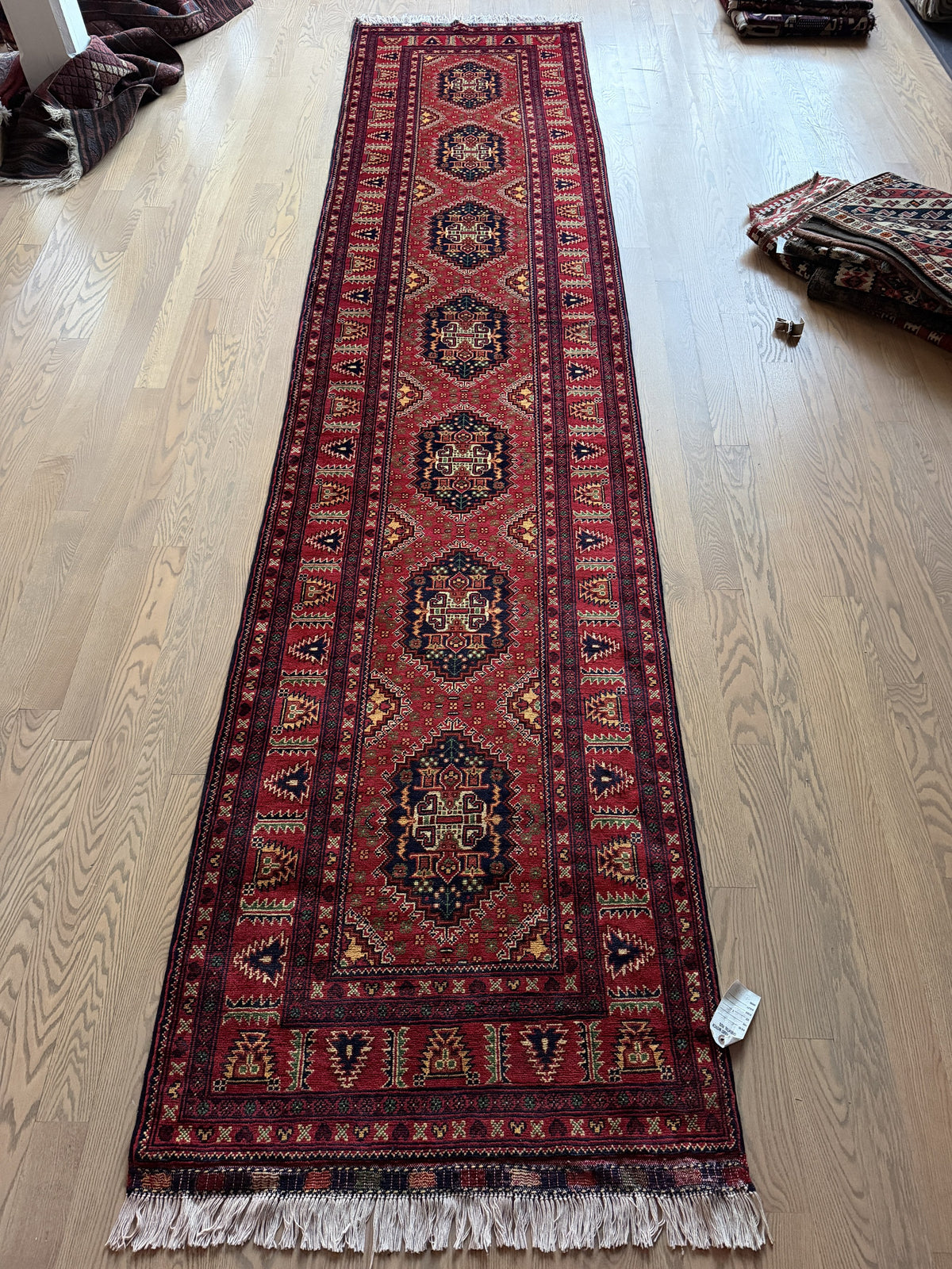 Samarqandi Runner 3x13 | Red & Navy | Hand-Knotted Wool