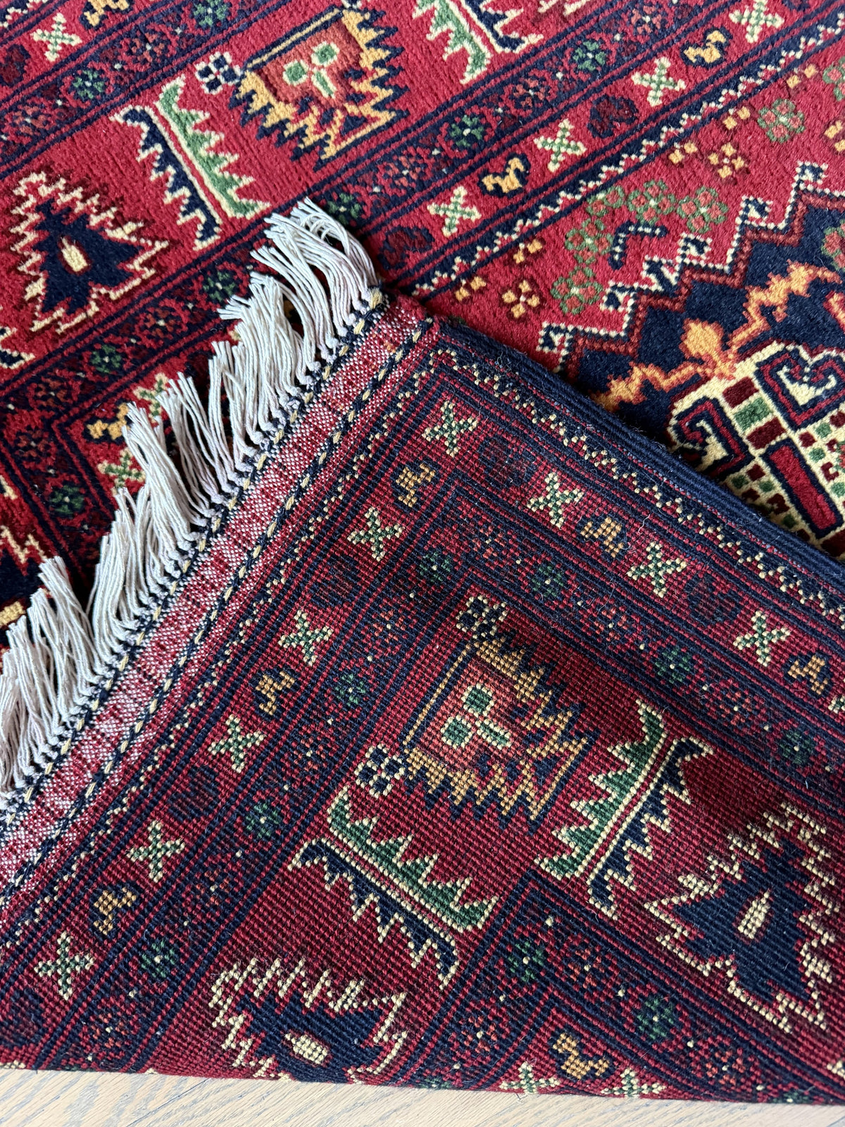 Samarqandi Runner 3x13 | Red & Navy | Hand-Knotted Wool