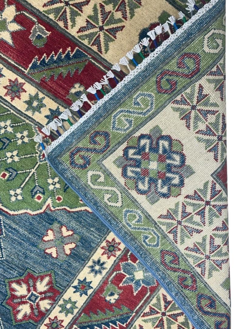 Hand-Knotted Afghani Kazak Wool Rug – 8’1” x 9’10”, view 3