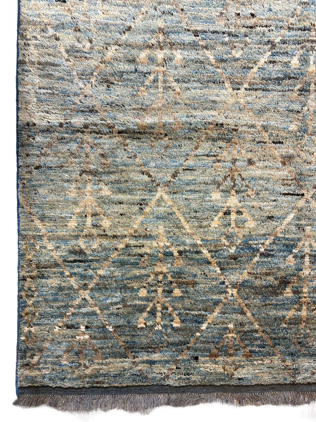 Afghan Rug 7x10, Gray, Blue & Beige, Hand-Knotted Wool, view 10