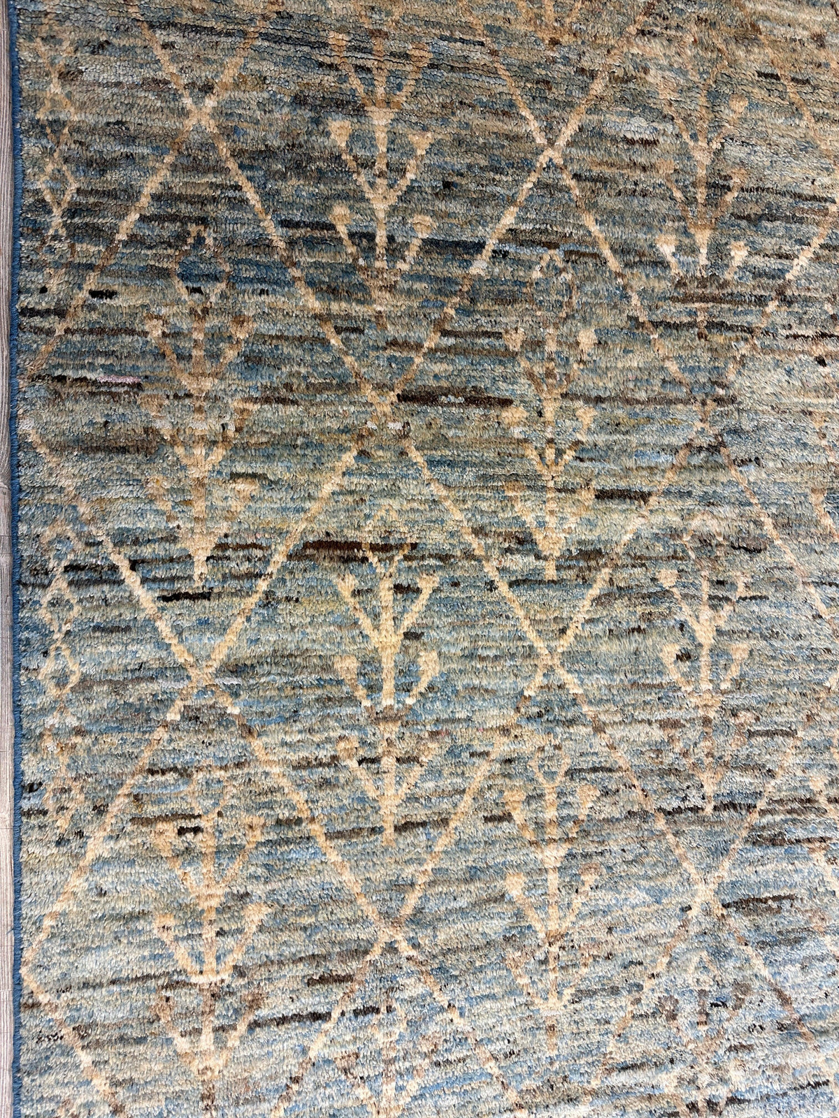 Afghan Rug 7x10, Gray, Blue & Beige, Hand-Knotted Wool, view 3