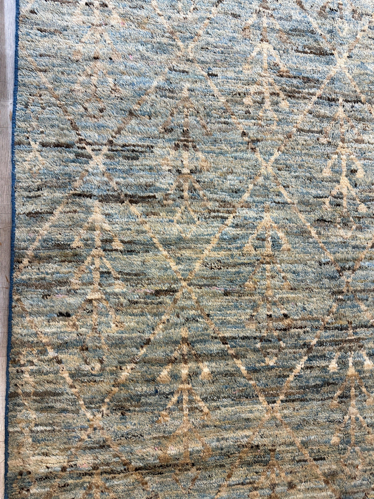 Afghan Rug 7x10, Gray, Blue & Beige, Hand-Knotted Wool, view 4