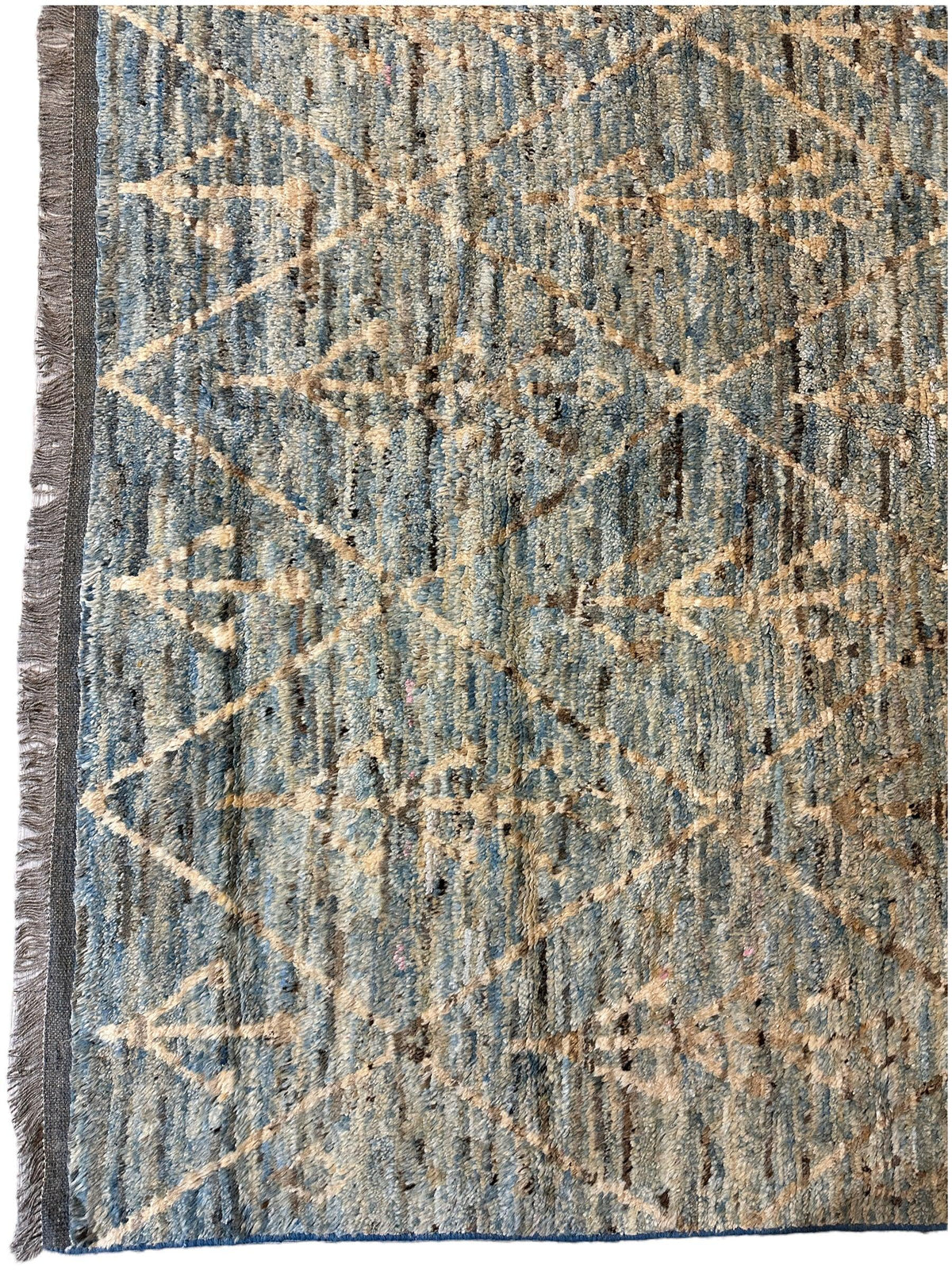 Afghan Rug 7x10, Gray, Blue & Beige, Hand-Knotted Wool, view 6