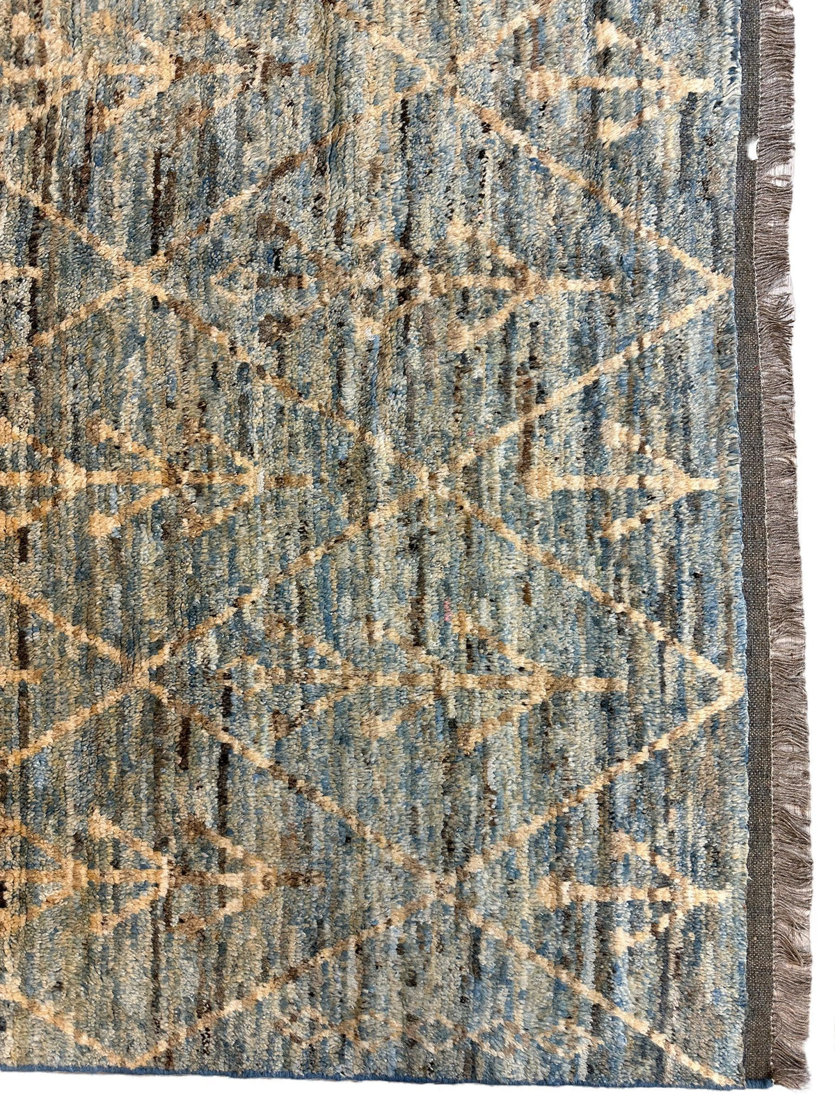 Afghan Rug 7x10, Gray, Blue & Beige, Hand-Knotted Wool, view 7