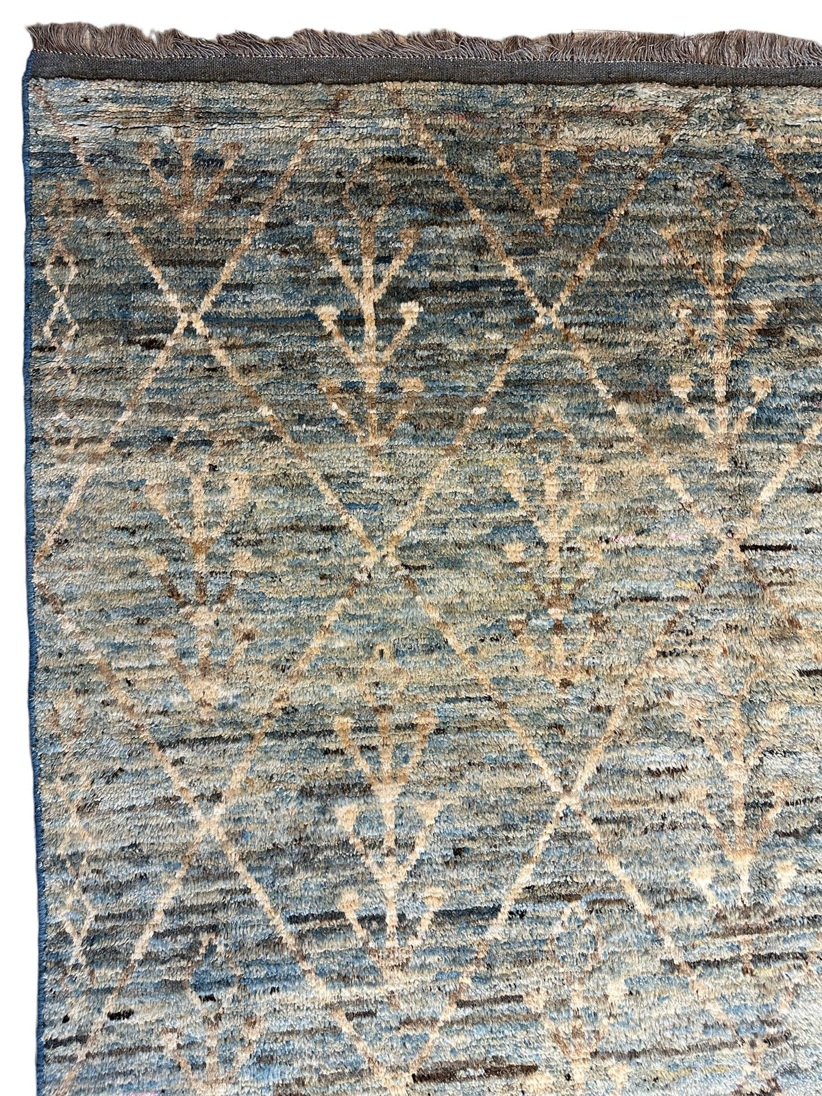 Afghan Rug 7x10, Gray, Blue & Beige, Hand-Knotted Wool, view 8