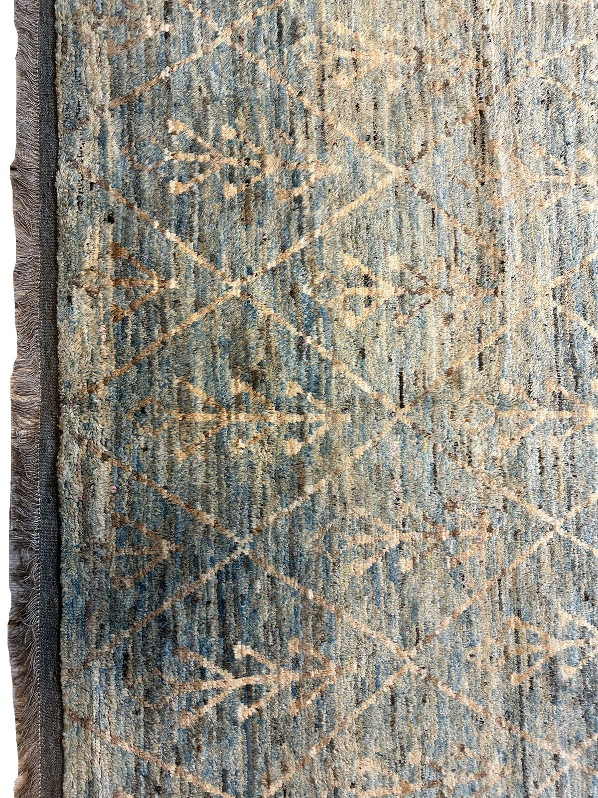 Afghan Rug 7x10, Gray, Blue & Beige, Hand-Knotted Wool, view 9