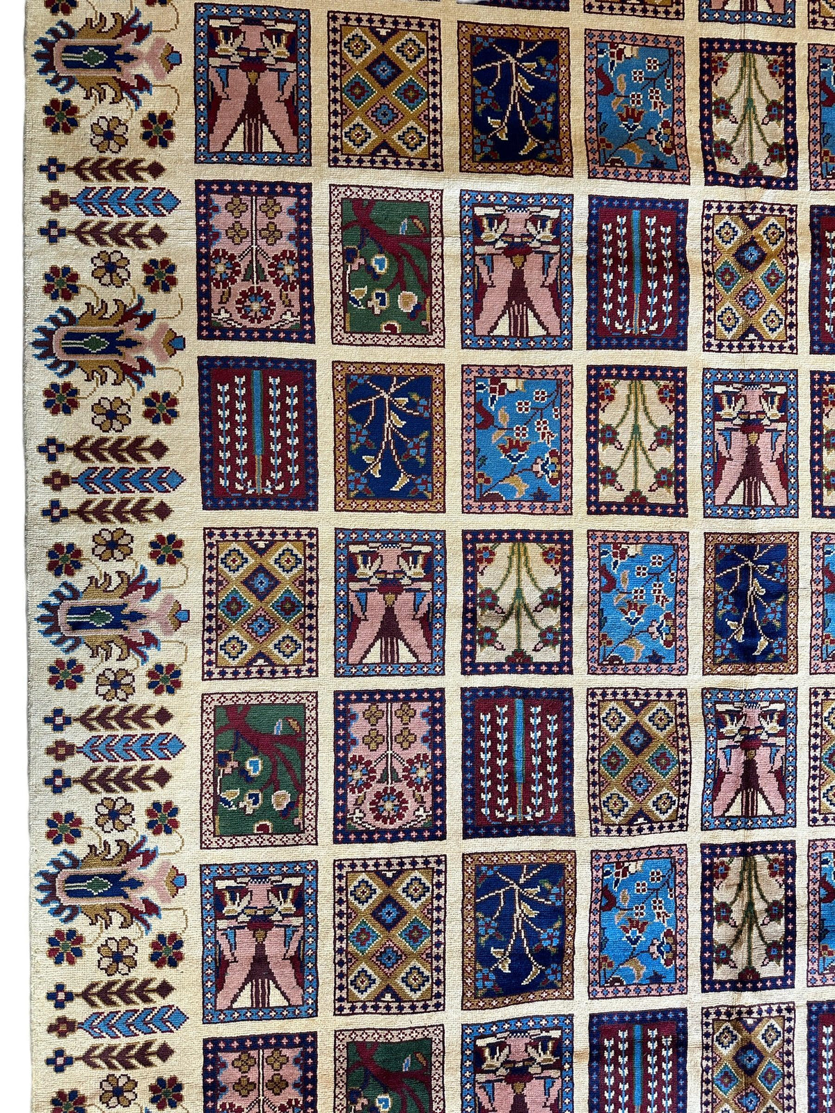 Afghan Bakhtiari Rug 7x10, Ivory, Navy & Light Blue, Hand-Knotted Wool, view 20