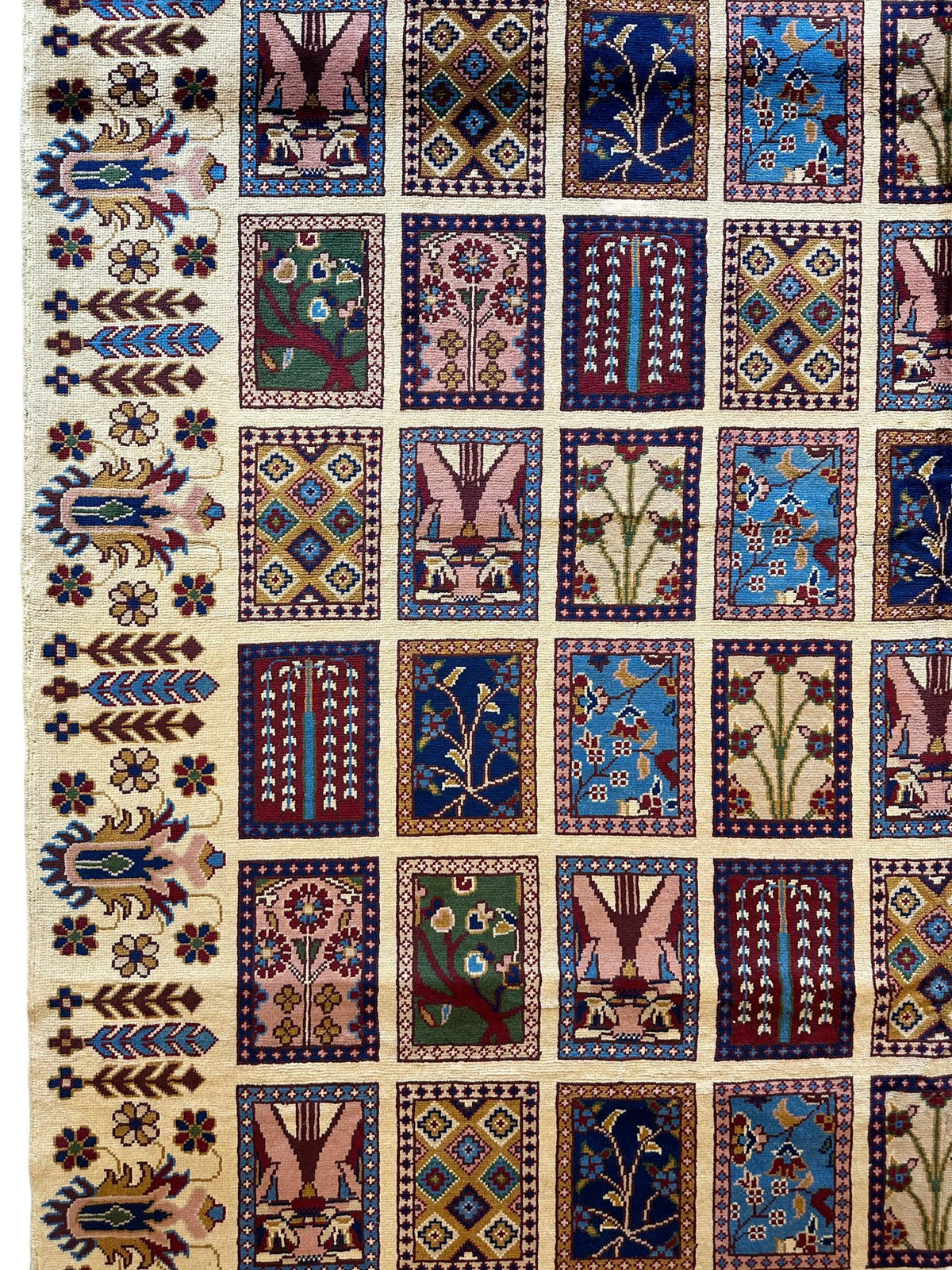 Afghan Bakhtiari Rug 7x10, Ivory, Navy & Light Blue, Hand-Knotted Wool, view 5