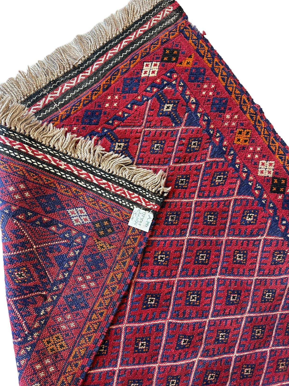 Vintage Afghan Mushwani Rug 3' x 4'6", Hand-Knotted Wool, c. 1990, view 6