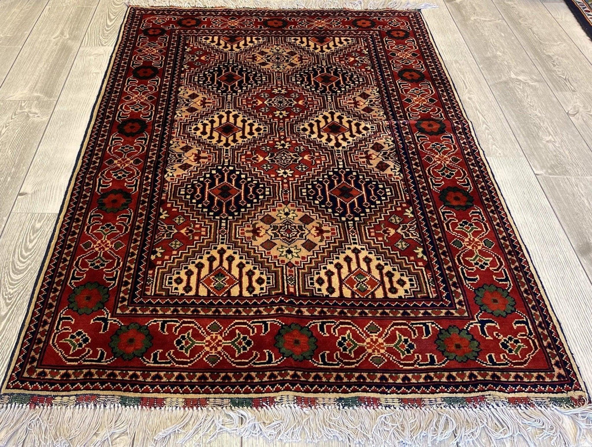 Afghan Yusuf Bayi Rug 3'4" x 5', Ghazni Wool, Blue, Cream & Orange, view 3