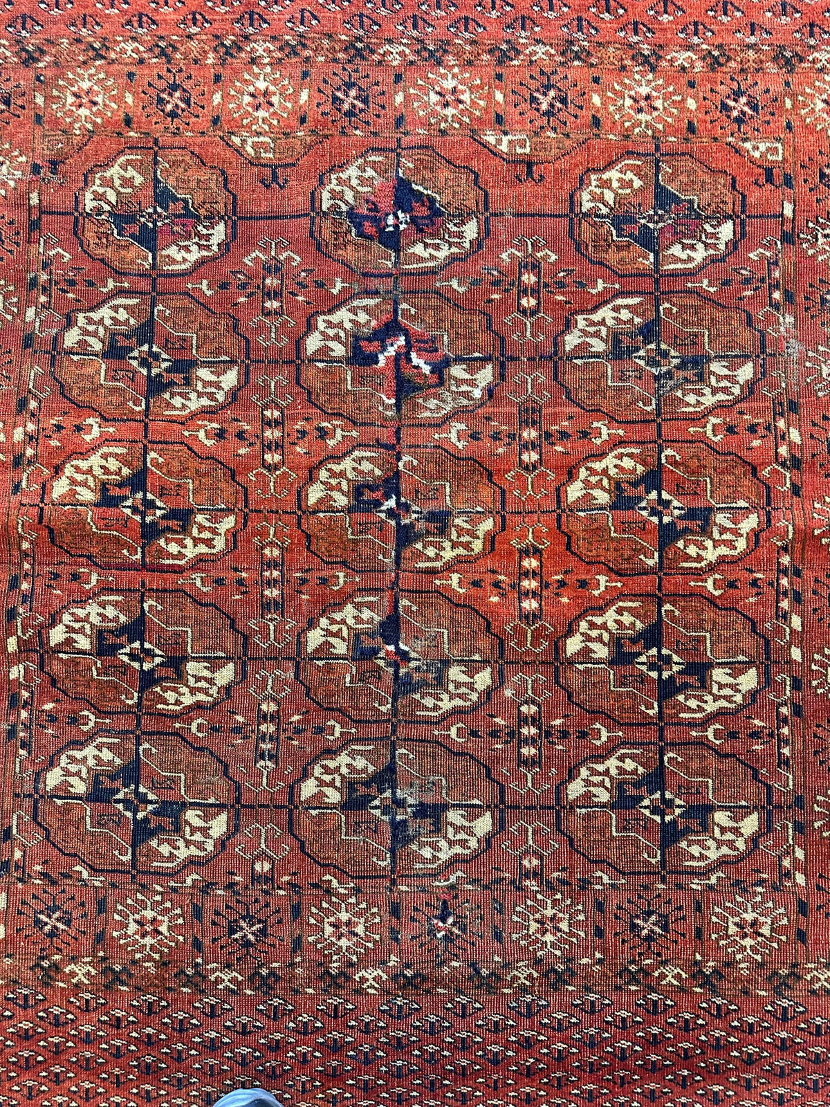 Antique Tekke Rug 3'4" x 4'1", 1880s, view 8
