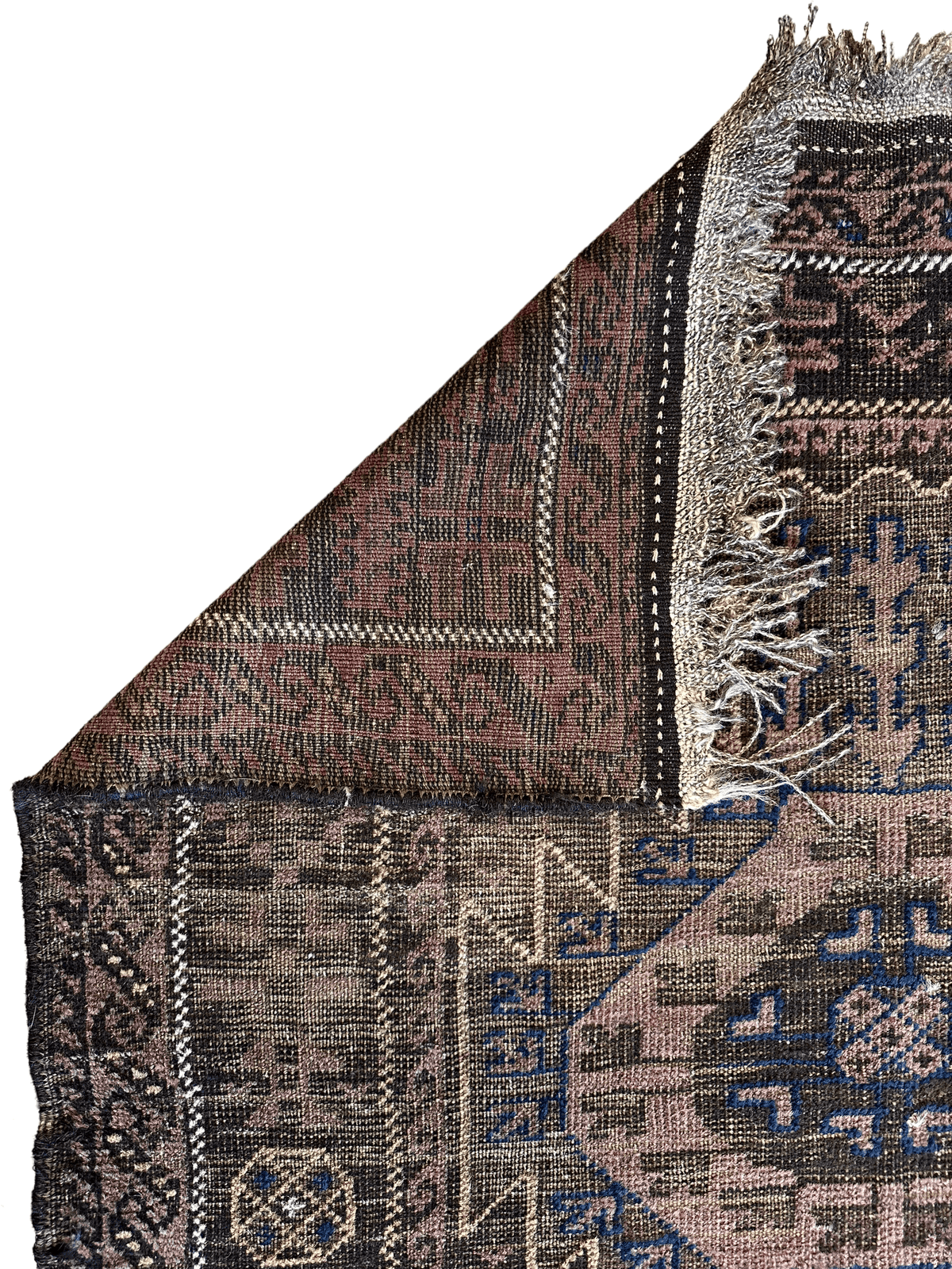 Antique Afghan Baluch Runner 3' x 6'4", Wool, 1880s, view 2