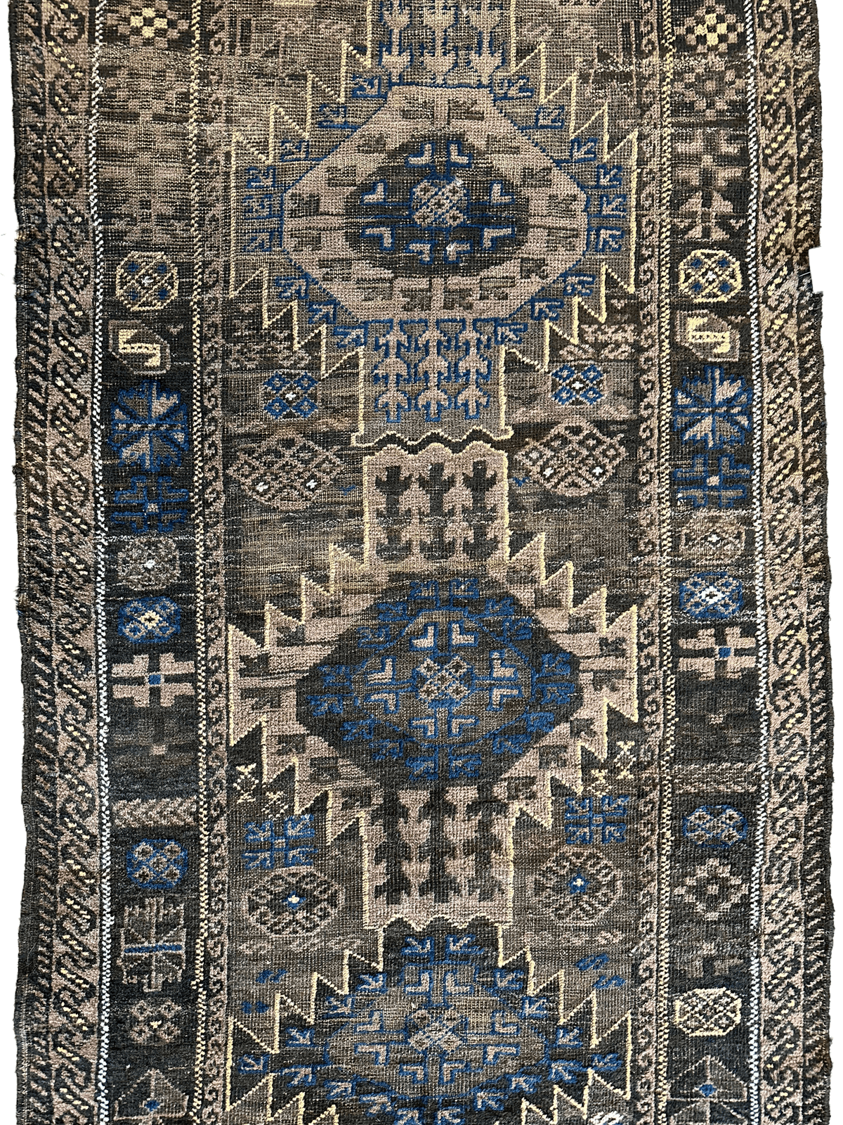 Antique Afghan Baluch Runner 3' x 6'4", Wool, 1880s, view 3