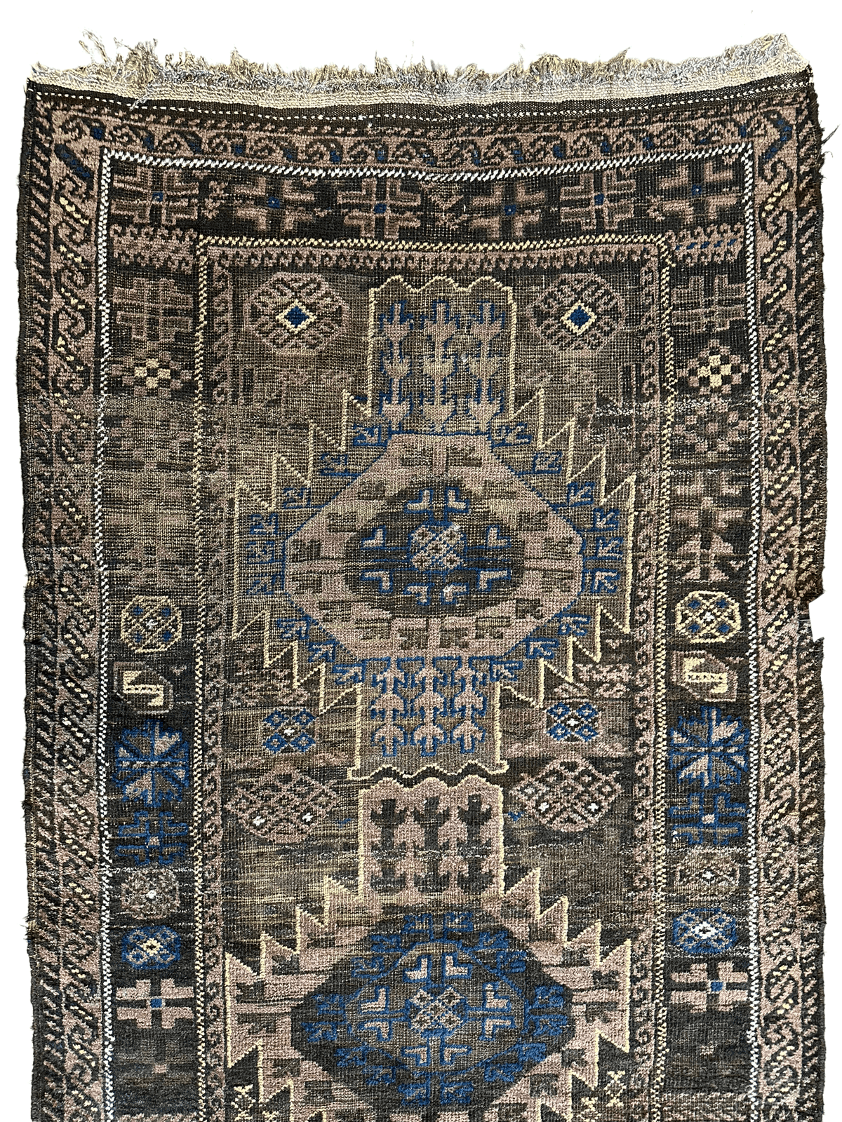 Antique Afghan Baluch Runner 3' x 6'4", Wool, 1880s, view 4
