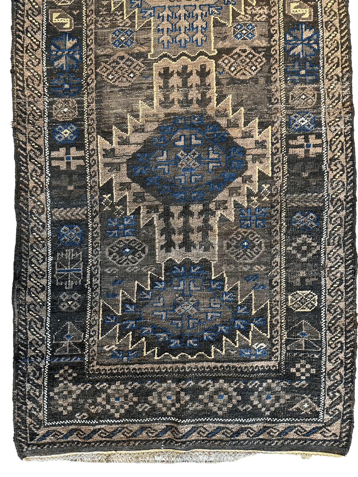 Antique Afghan Baluch Runner 3' x 6'4", Wool, 1880s, view 5