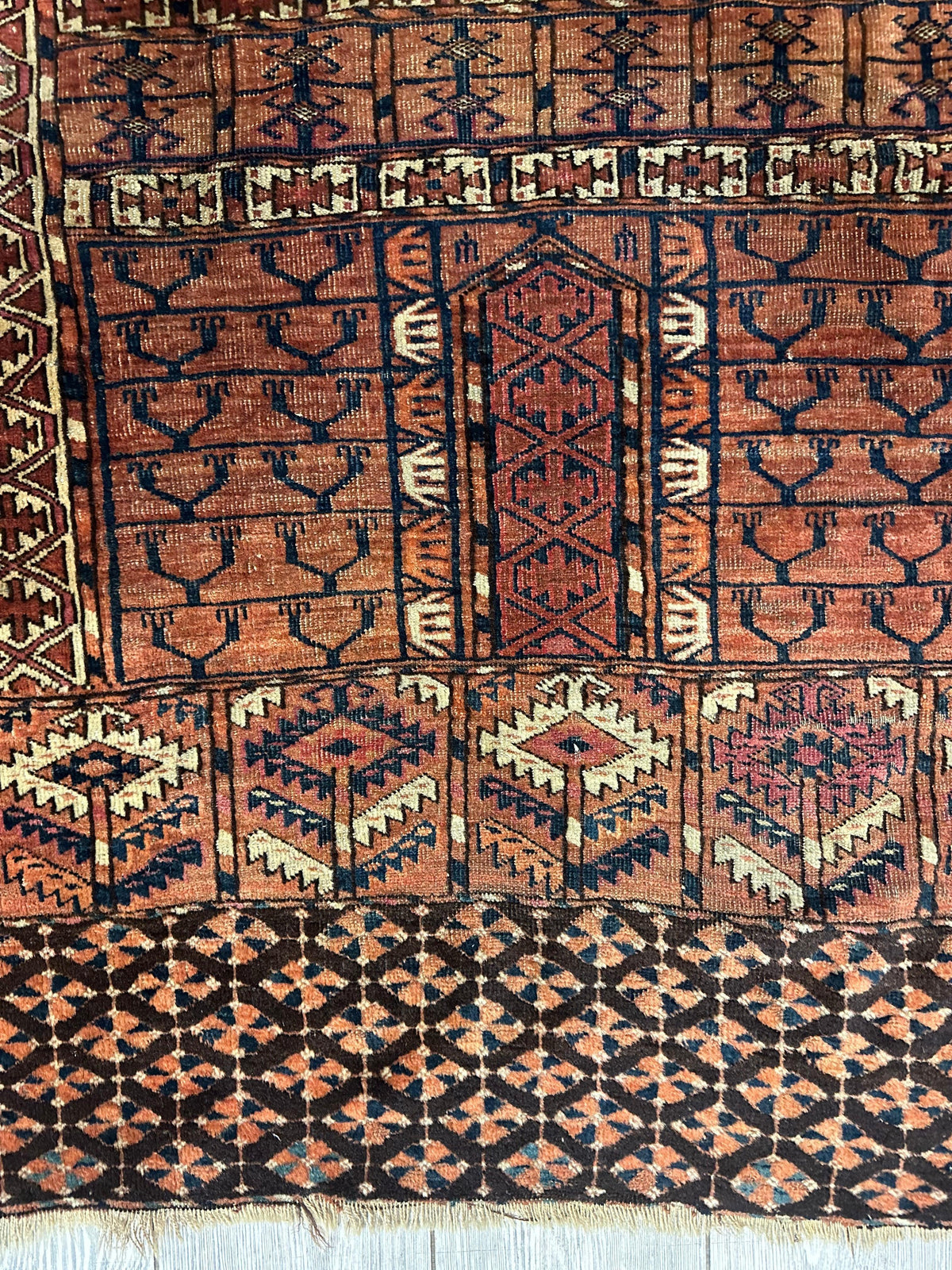 Antique Tekke Rug 4' x 4'8", Hand-Knotted Wool, 1880s, view 10