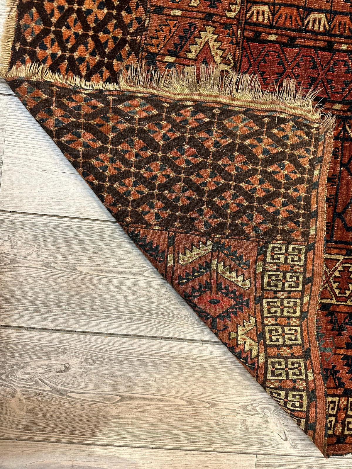 Antique Tekke Rug 4' x 4'8", Hand-Knotted Wool, 1880s, view 12