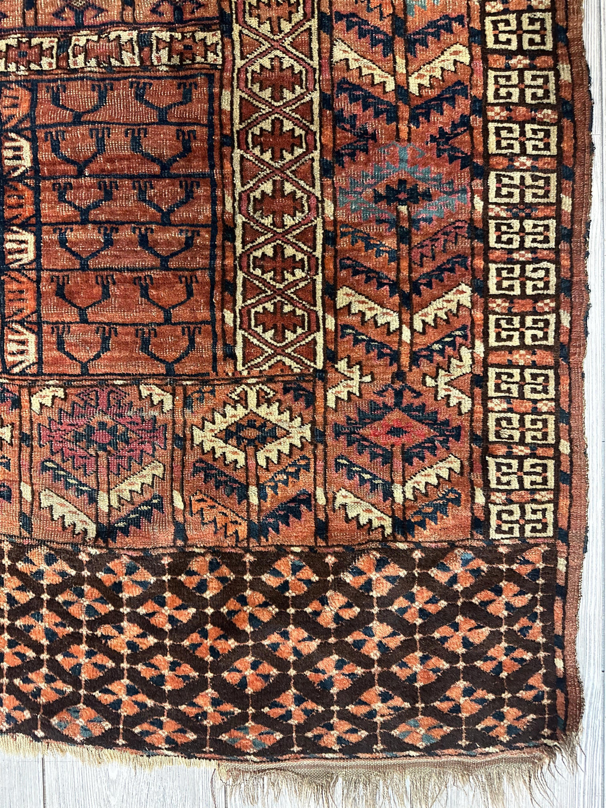 Antique Tekke Rug 4' x 4'8", Hand-Knotted Wool, 1880s, view 4