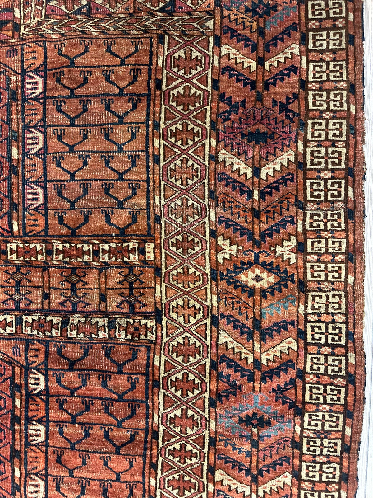 Antique Tekke Rug 4' x 4'8", Hand-Knotted Wool, 1880s, view 5