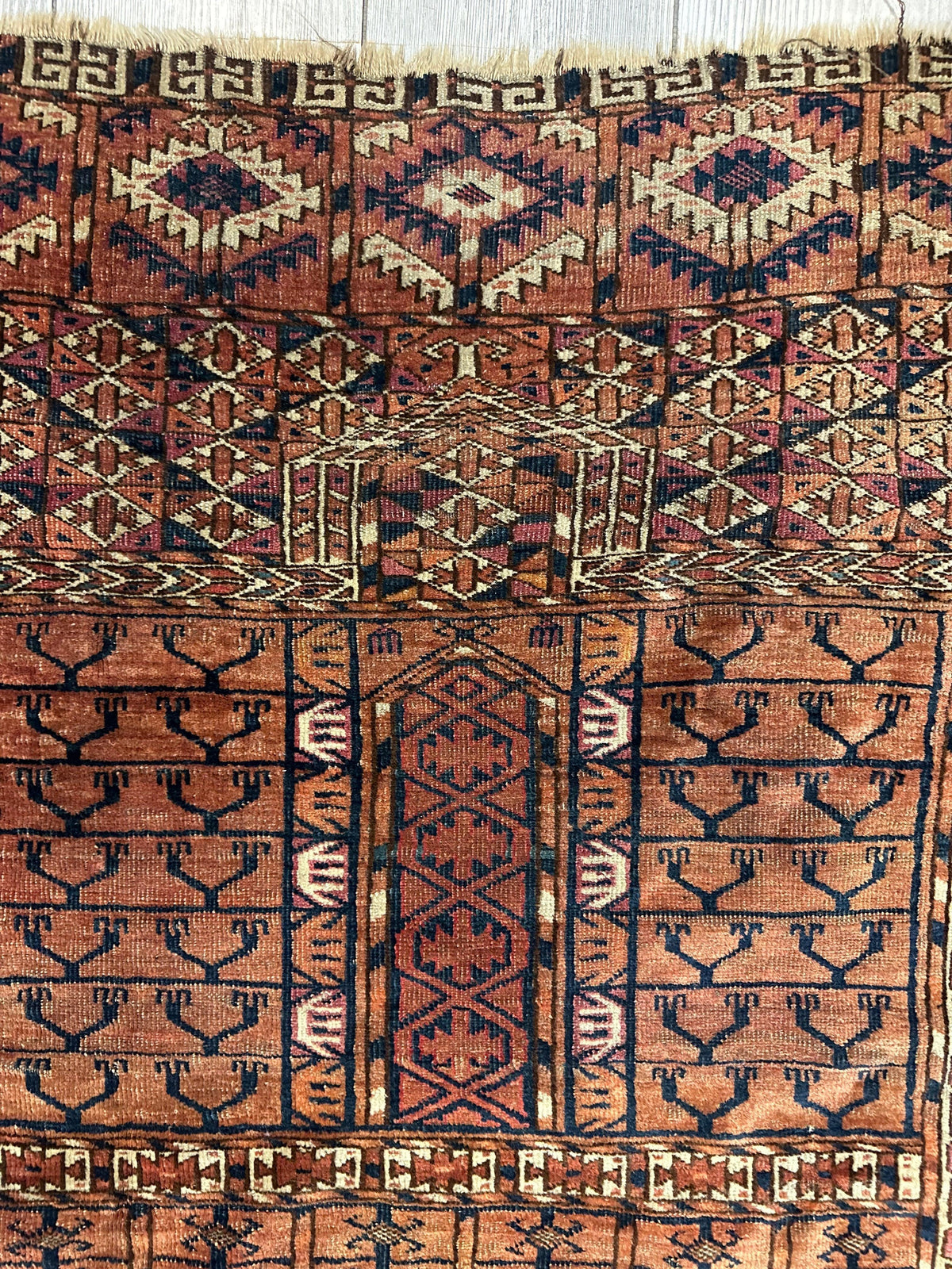 Antique Tekke Rug 4' x 4'8", Hand-Knotted Wool, 1880s, view 7