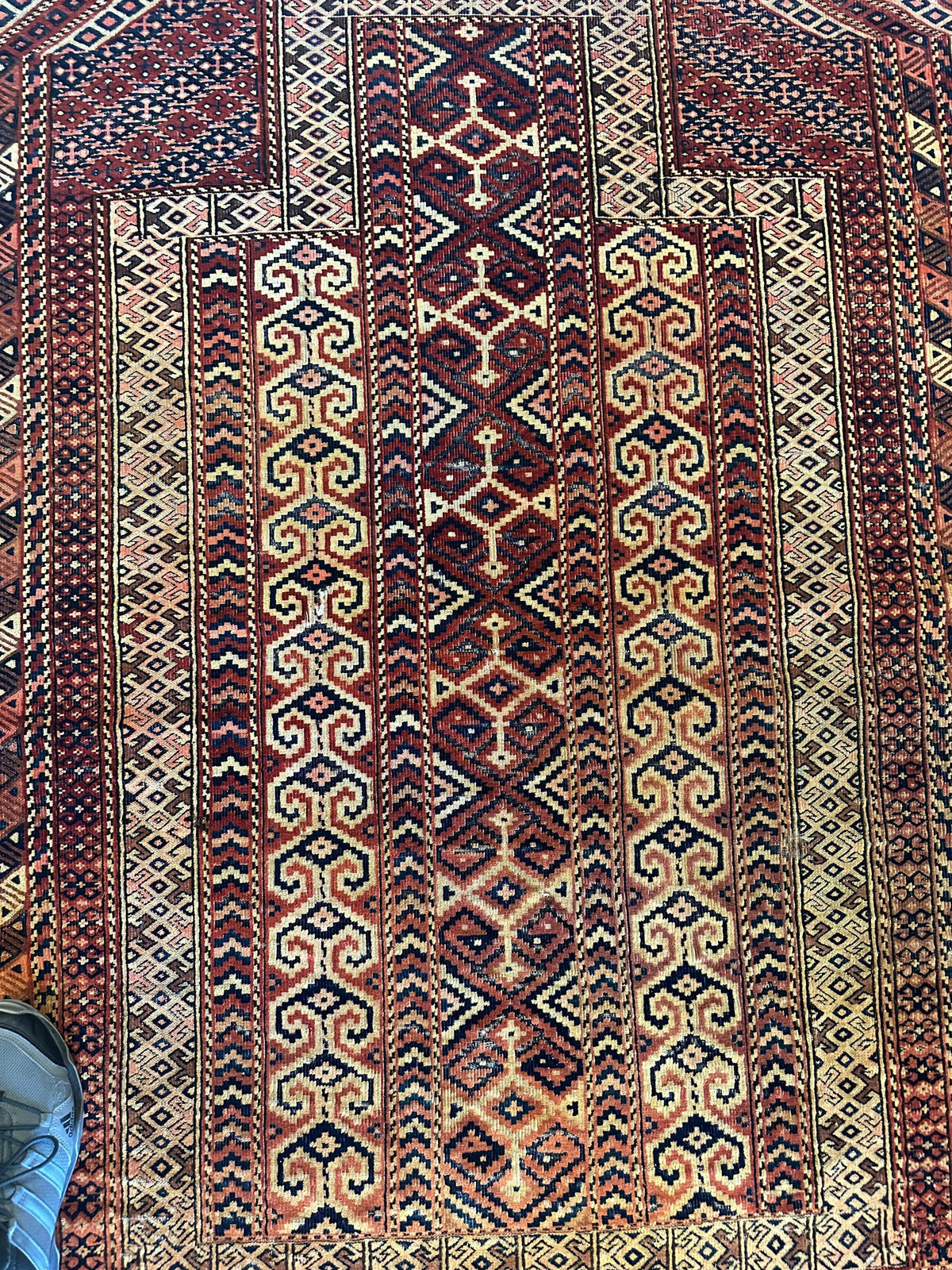 Antique Turkmen Prayer Rug 4' x 5'2", 1890s, view 11