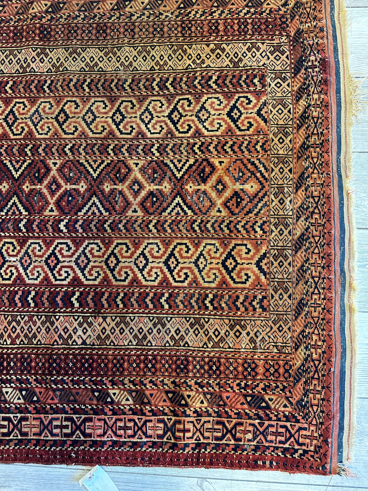 Antique Turkmen Prayer Rug 4' x 5'2", 1890s, view 4