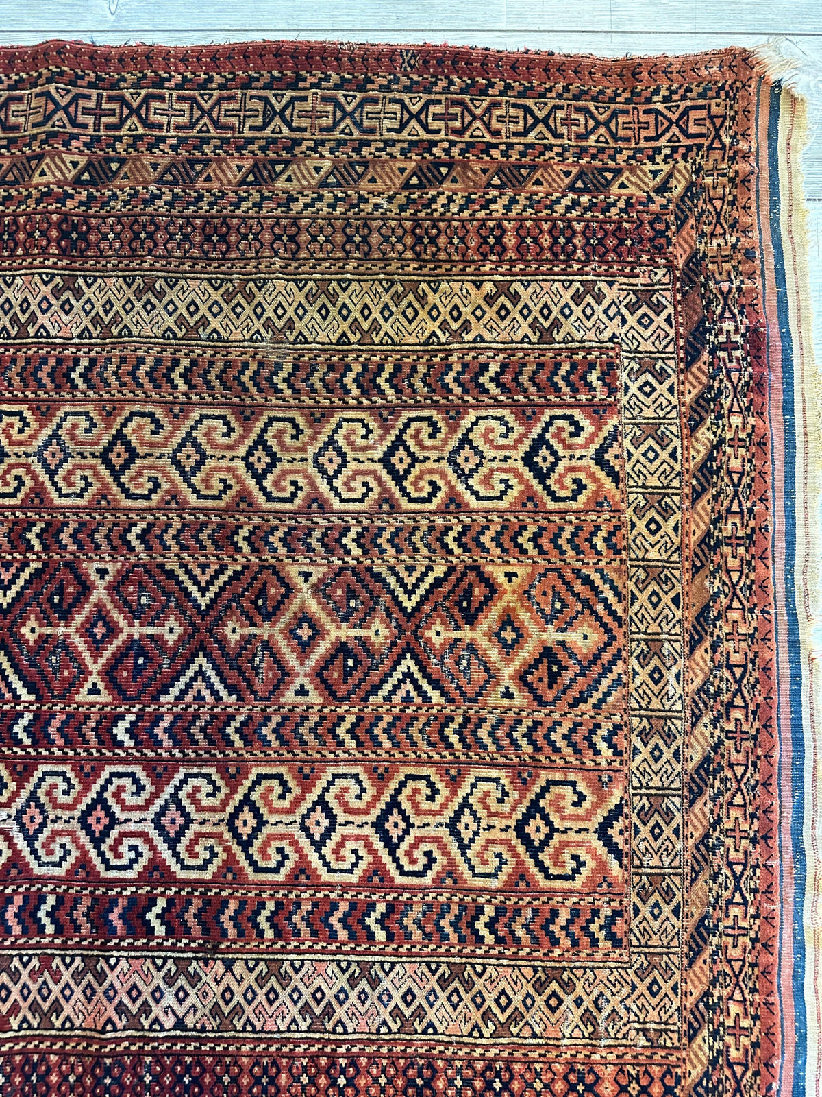 Antique Turkmen Prayer Rug 4' x 5'2", 1890s, view 5