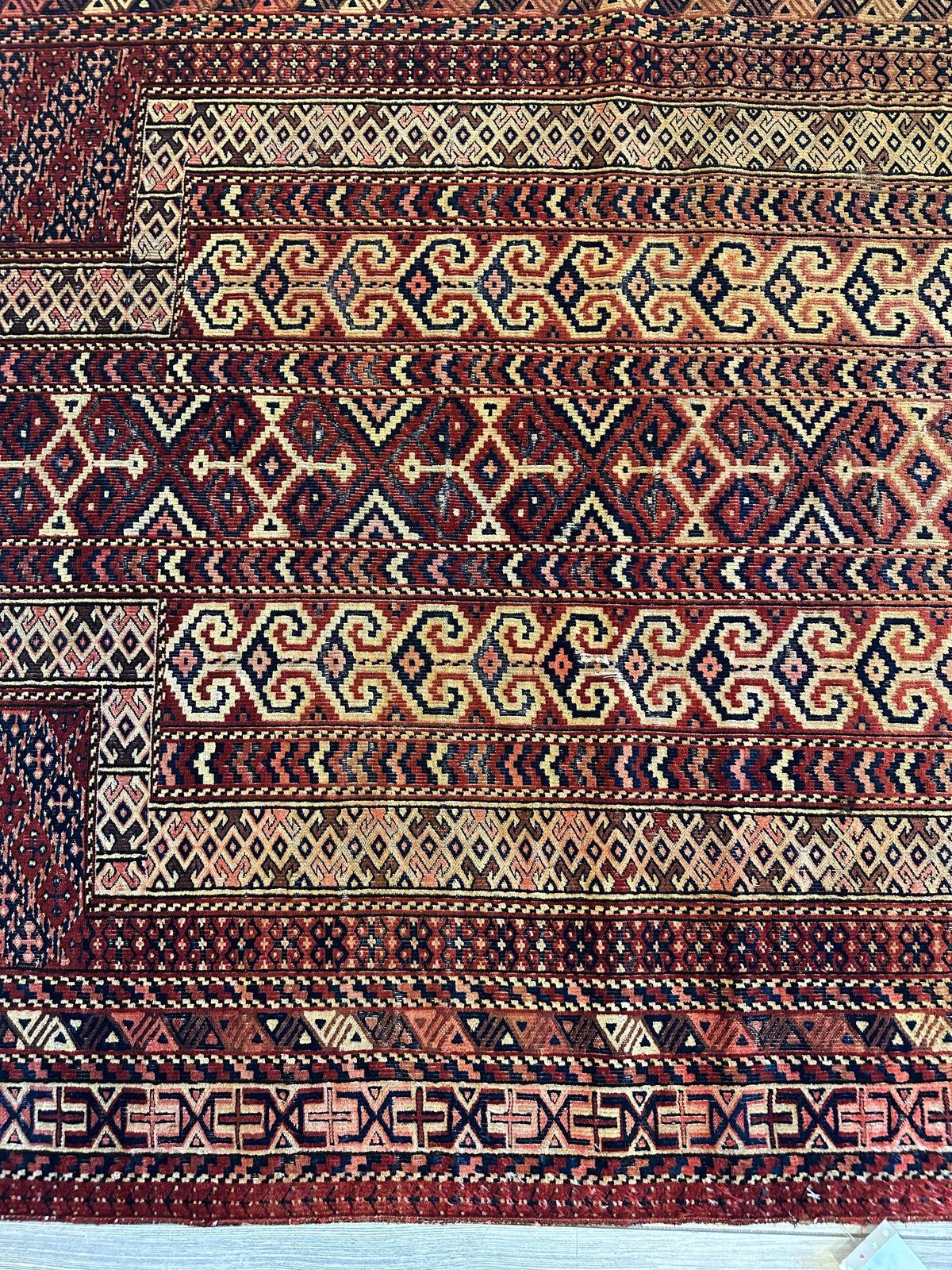Antique Turkmen Prayer Rug 4' x 5'2", 1890s, view 7