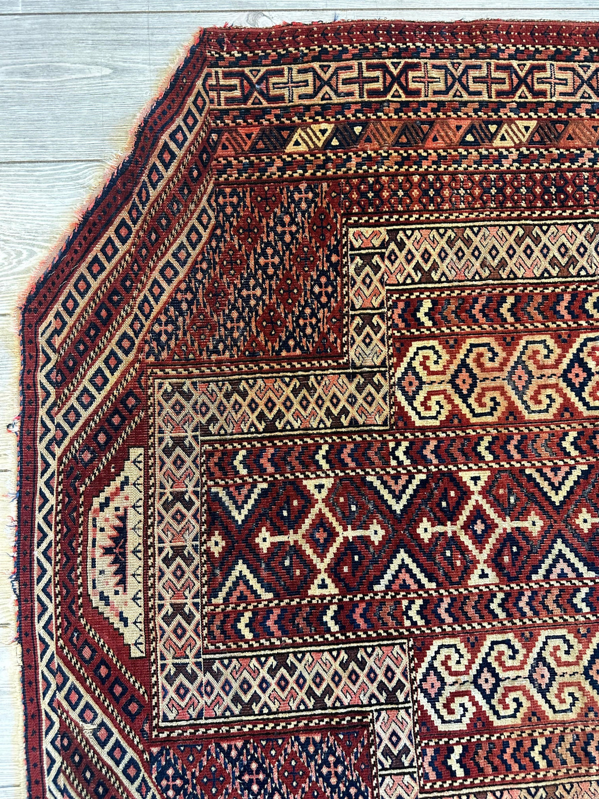 Antique Turkmen Prayer Rug 4' x 5'2", 1890s, view 9
