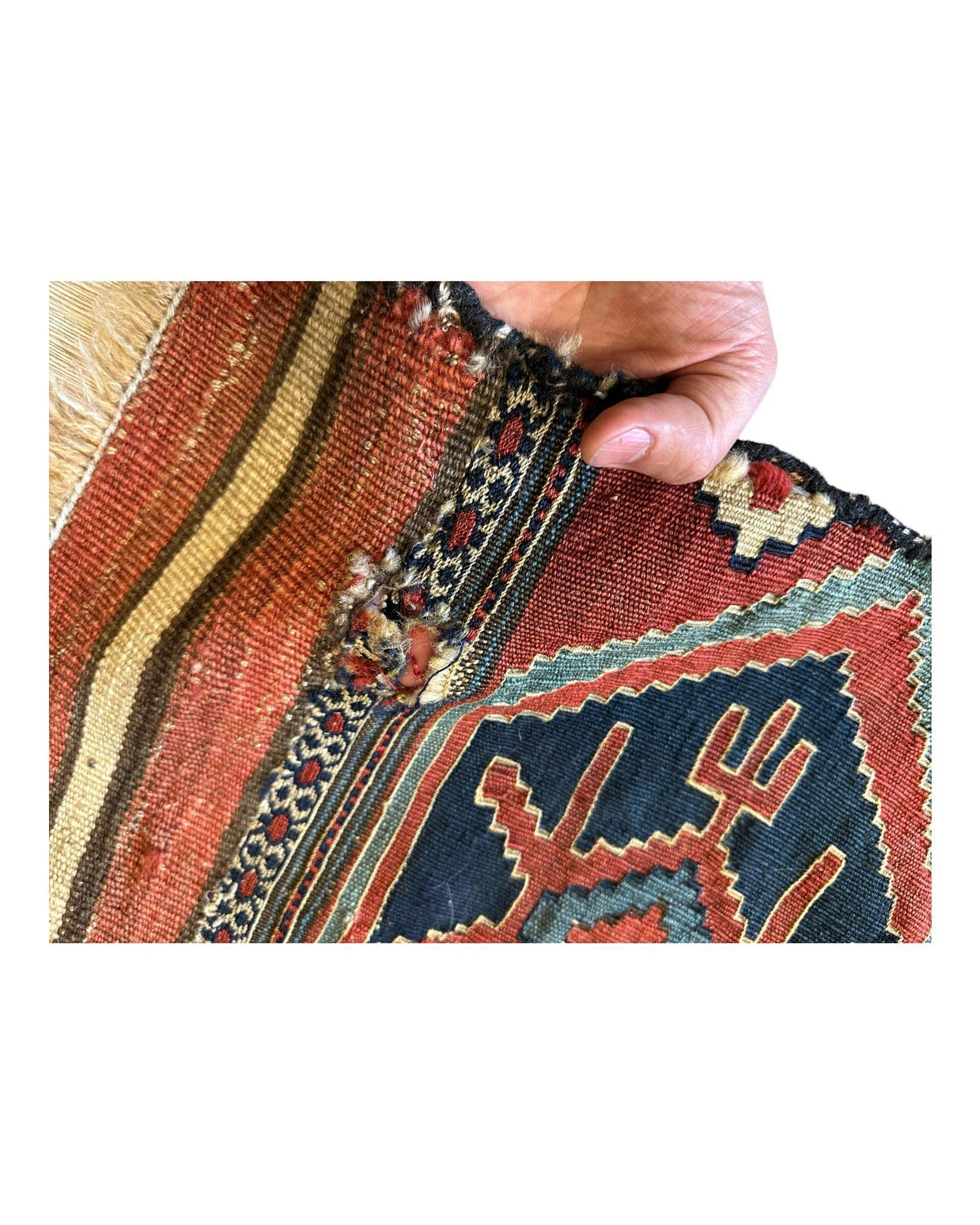 Antique Shahsavan Mafrash Panel 32" x 36", Hand-Woven Wool, view 4
