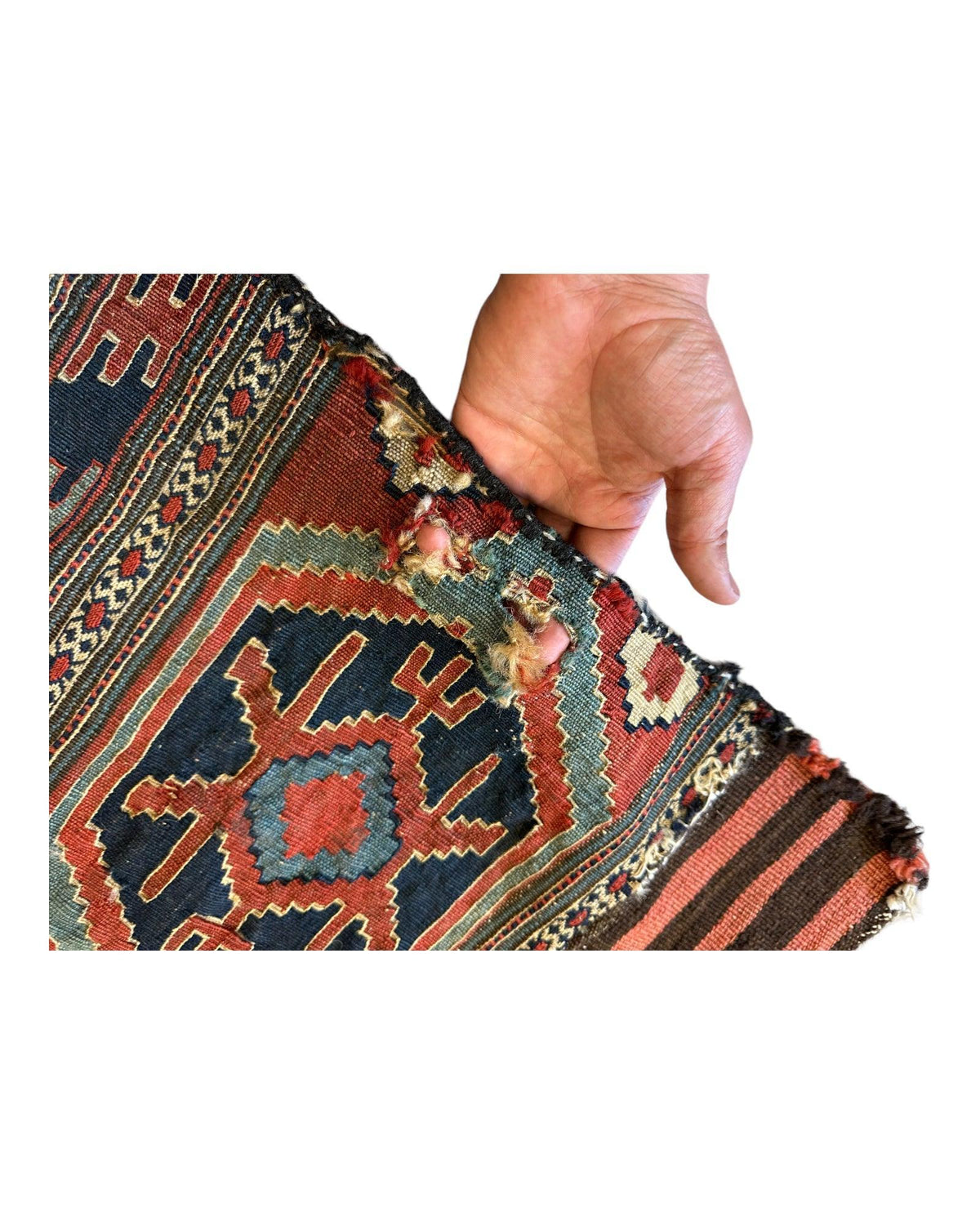 Antique Shahsavan Mafrash Panel 32" x 36", Hand-Woven Wool, view 5