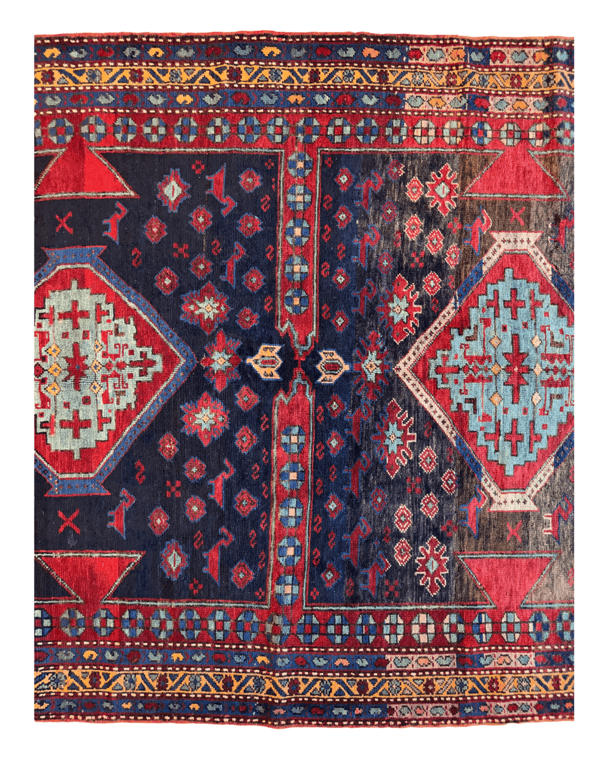 Antique Caucasian Kazak Rug 5'3" x 8'3", Hand-Knotted Wool, c. 1900, view 2